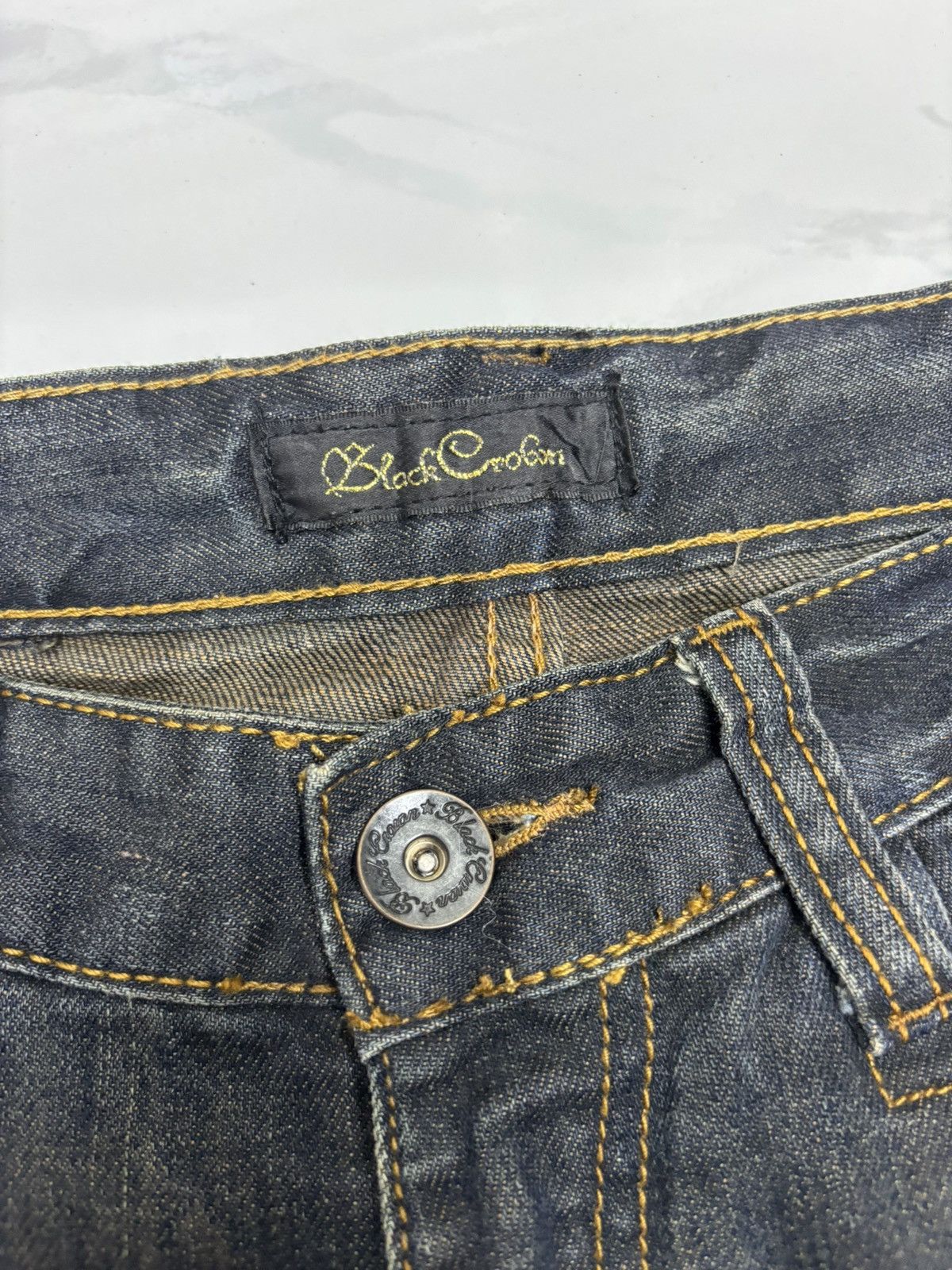14th Addiction × KMRii × Yasuyuki Ishii 🔥FLARE JEANS WHISKER BLACK CROWN CLAW MARK DISTRESS JEAN Size US 32 / EU 48 - 10 Thumbnail