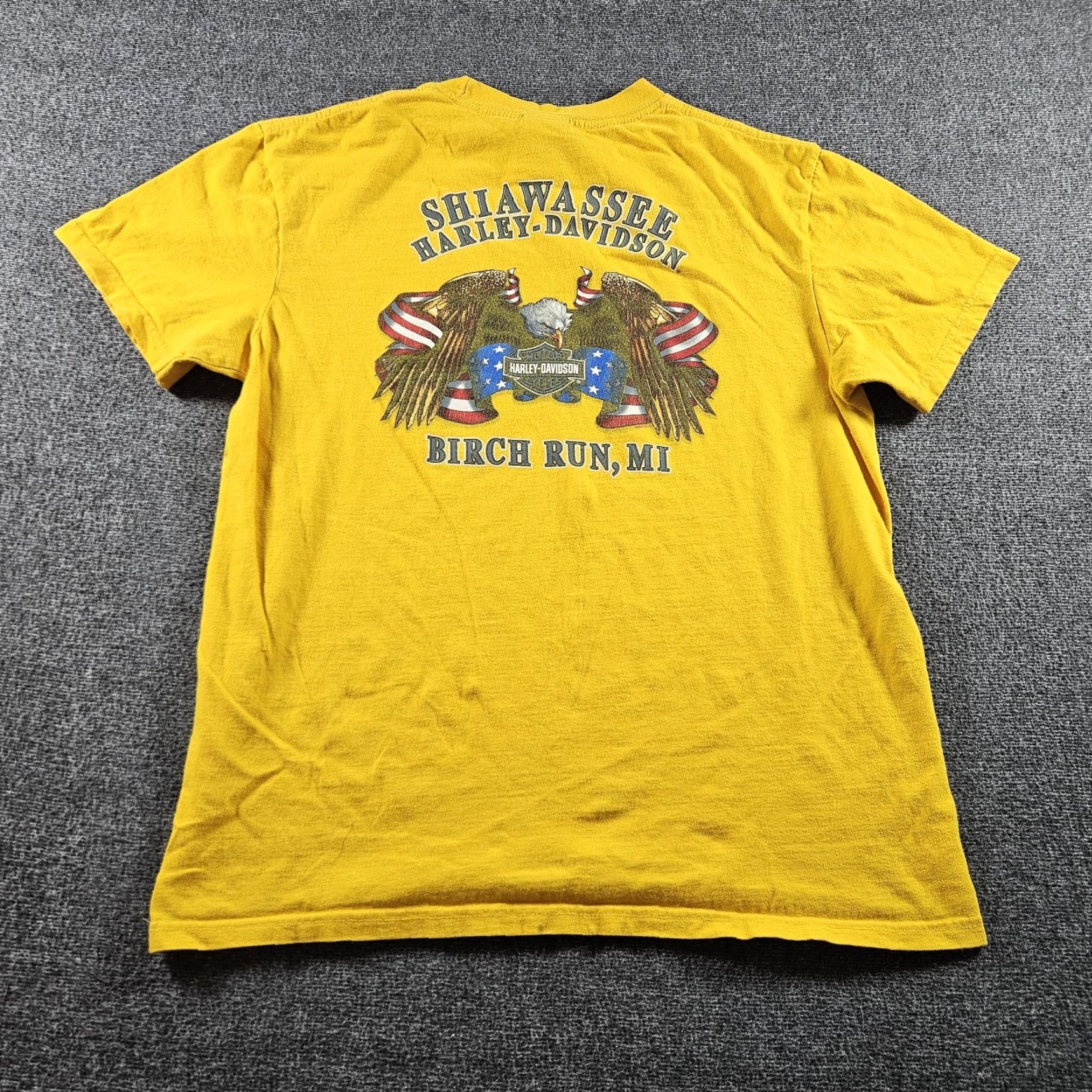 Harley Davidson VINTAGE Harley-Davidson Shirt Mens Medium Yellow Throttle It Out Birch Run Biker Tee Size US M / EU 48-50 / 2 - 7 Thumbnail