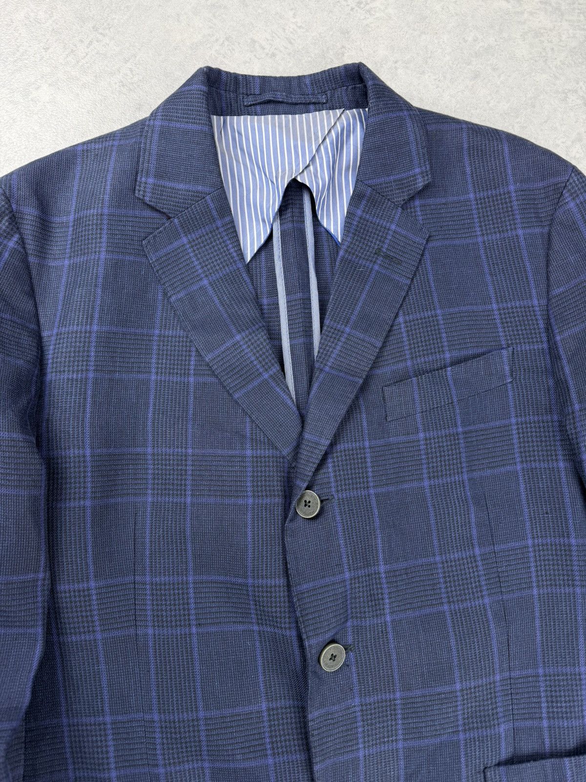 Hackett Hackett London Navy Linen Blazer Blue Check 42R 52R Size 42R - 5 Thumbnail