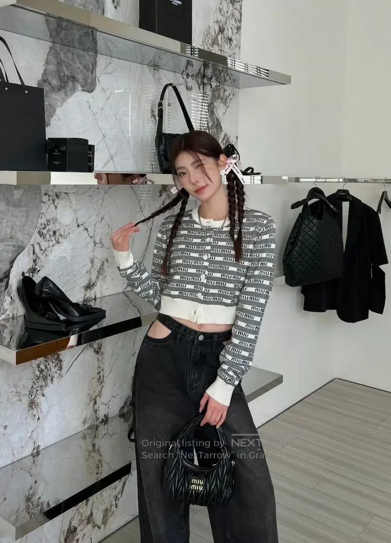 Miu Miu Miu Miu 38 SS23 black and white striped barrage jacquard fu Size M / US 6-8 / IT 42-44 - 8 Thumbnail