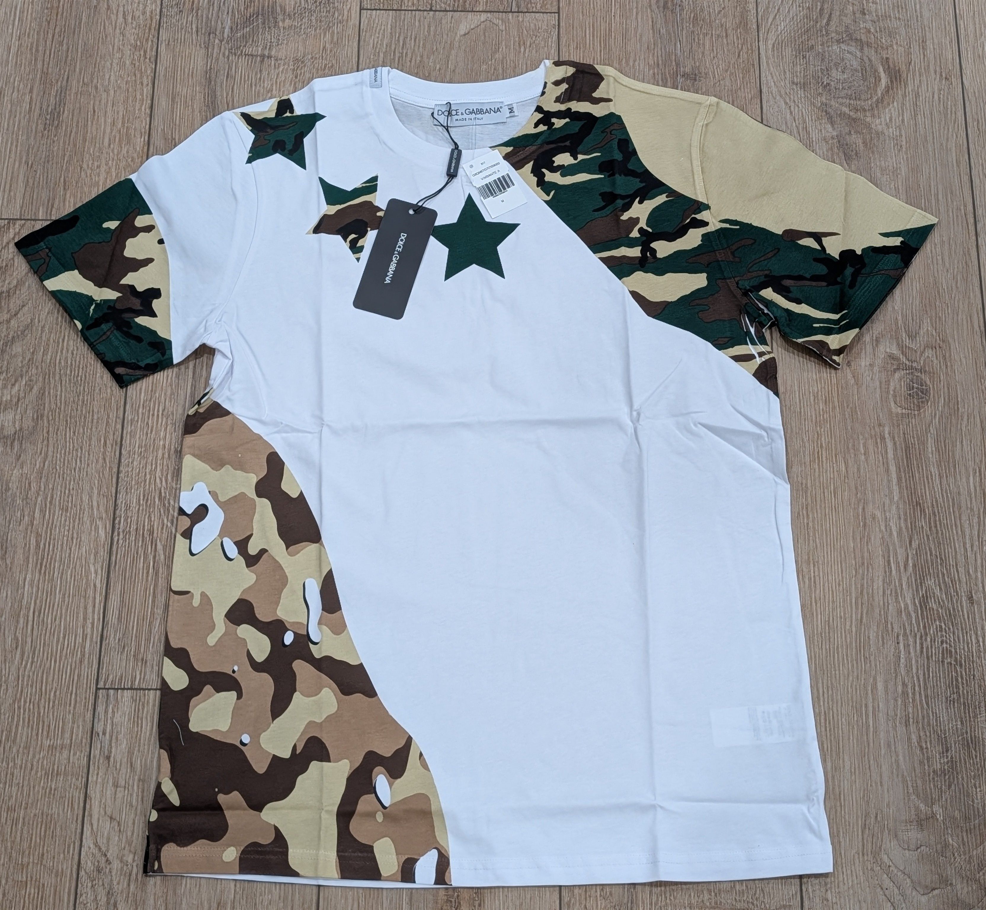 Dolce & Gabbana Dolce Gabbana Star & Camo Panel Logo T-Shirt White Medium Size US M / EU 48-50 / 2 - 1 Thumbnail