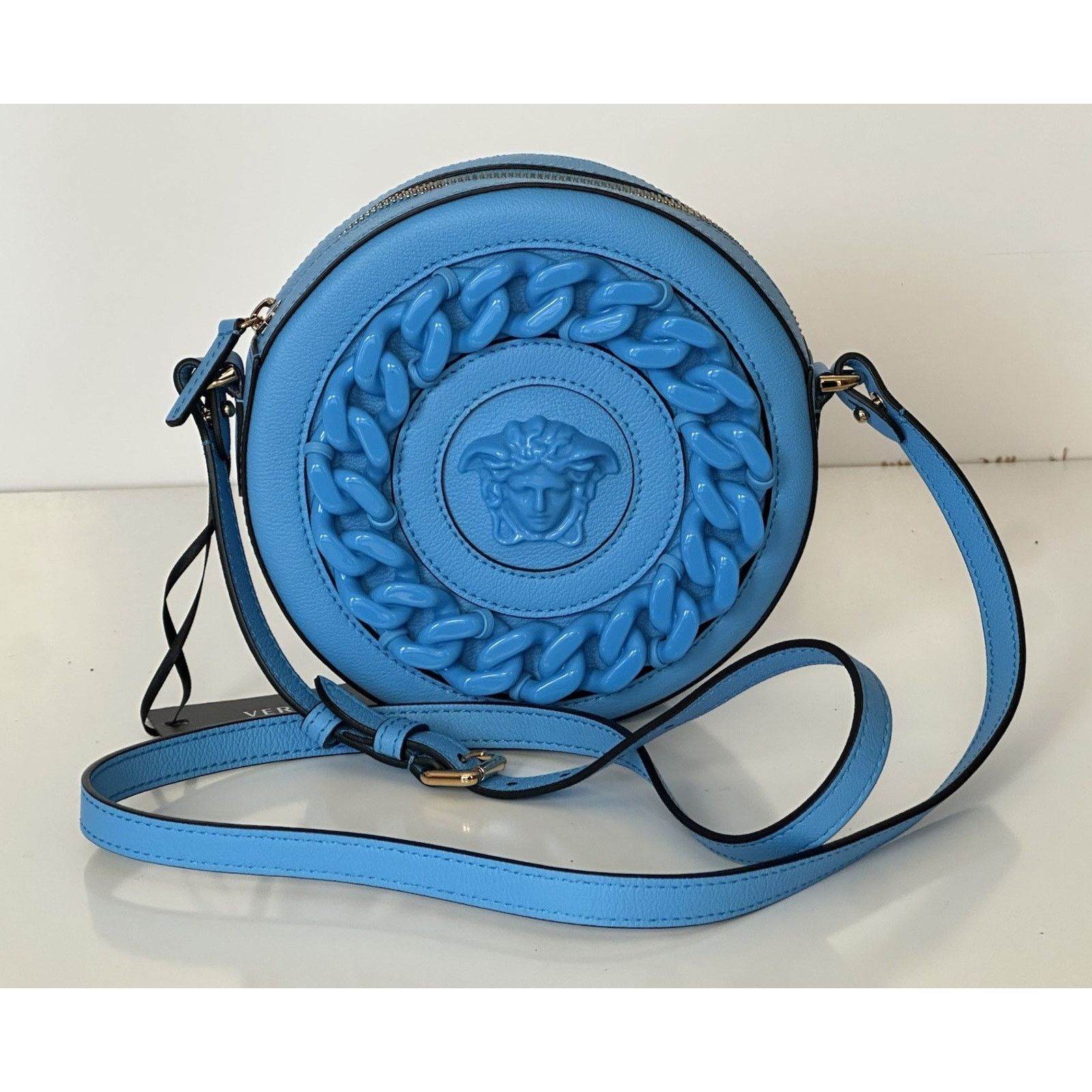 Versace Versace Medusa Head Leather Round Blue Crossbody Bag 1021602 Size ONE SIZE - 14 Thumbnail