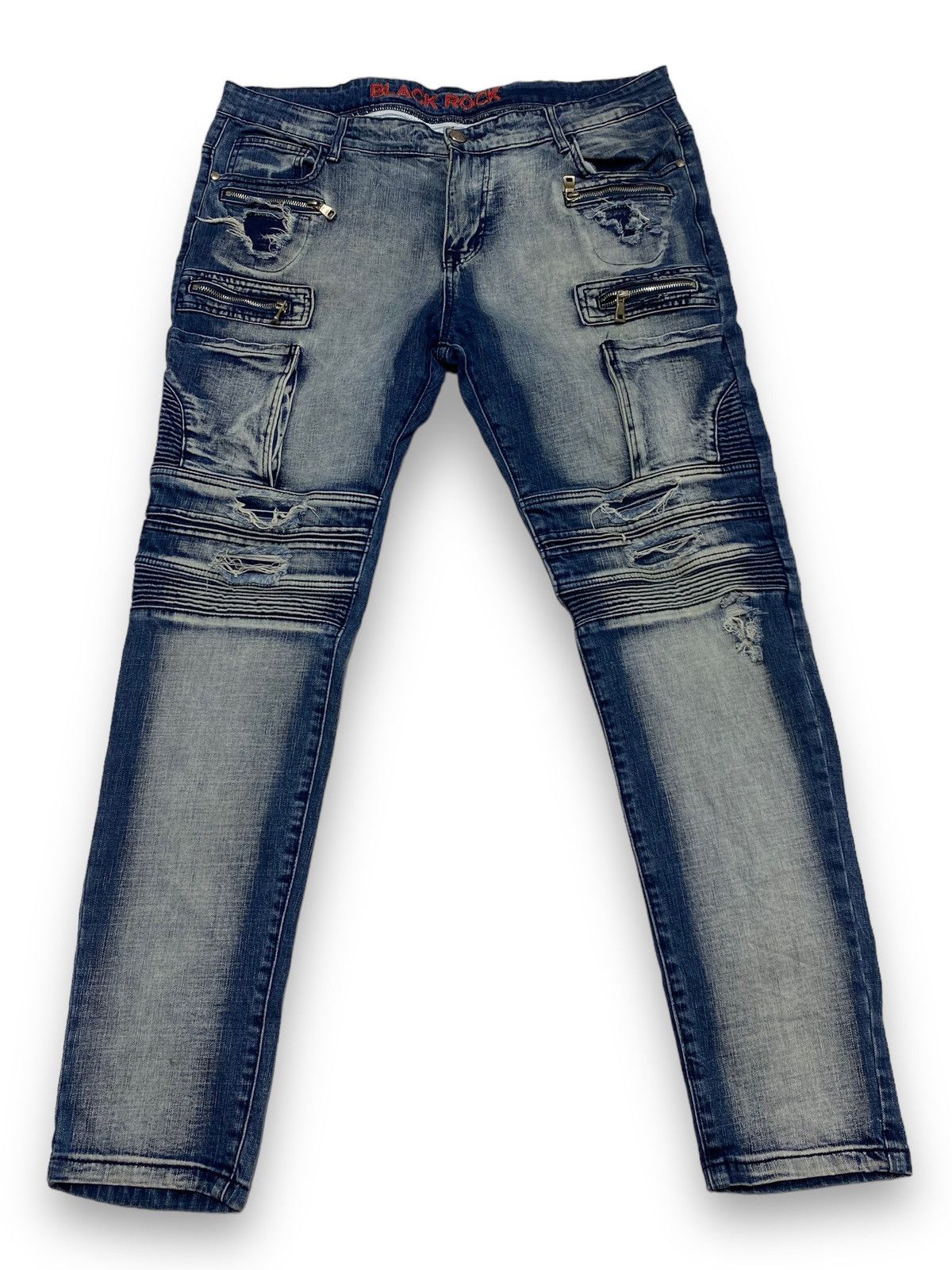 Jean Vintage Crazy Style BLACK ROCK Washed Denim Jeans Size US 41 - 1 Thumbnail