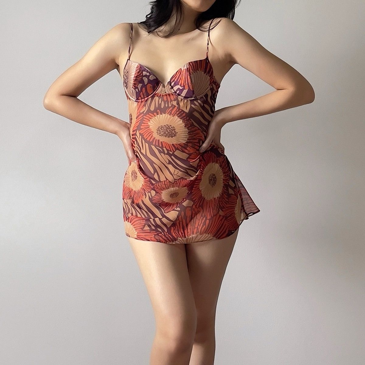 Victoria's Secret Romantic Floral Chiffon Sheer Bustier Slip Dress (34B/32C) Size ONE SIZE - 2 Thumbnail