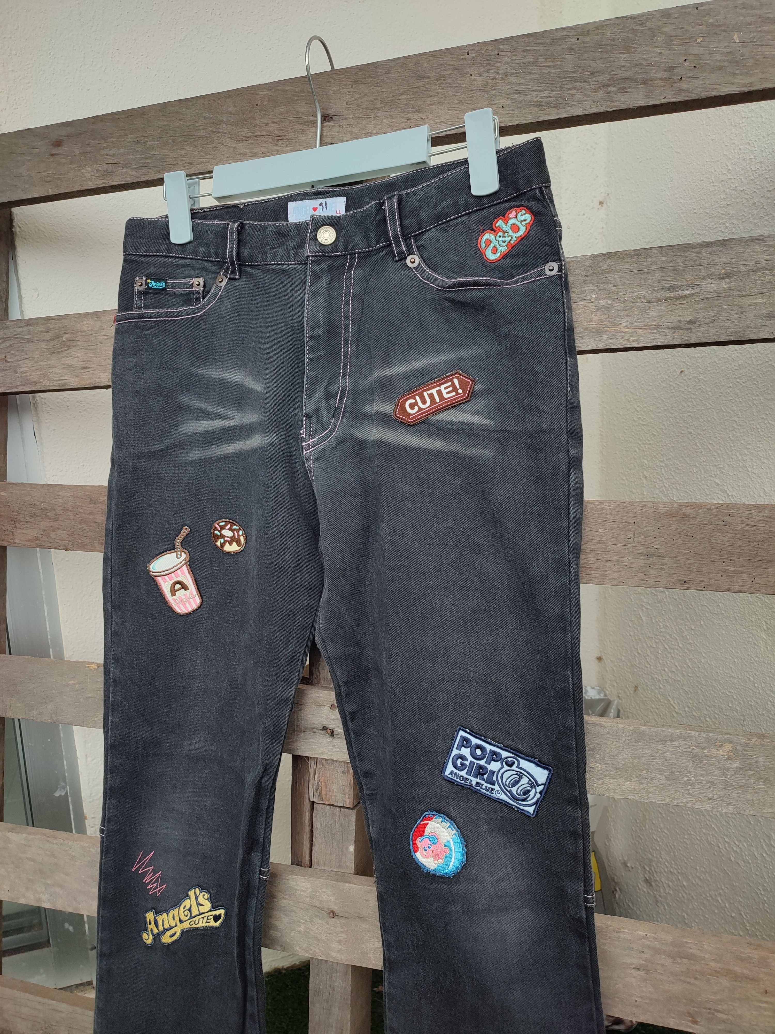 Angel Blue 💥Flare💥 Crazy Rare Angel Blue Patchwork Vintage Denim Size US 29 - 7 Thumbnail