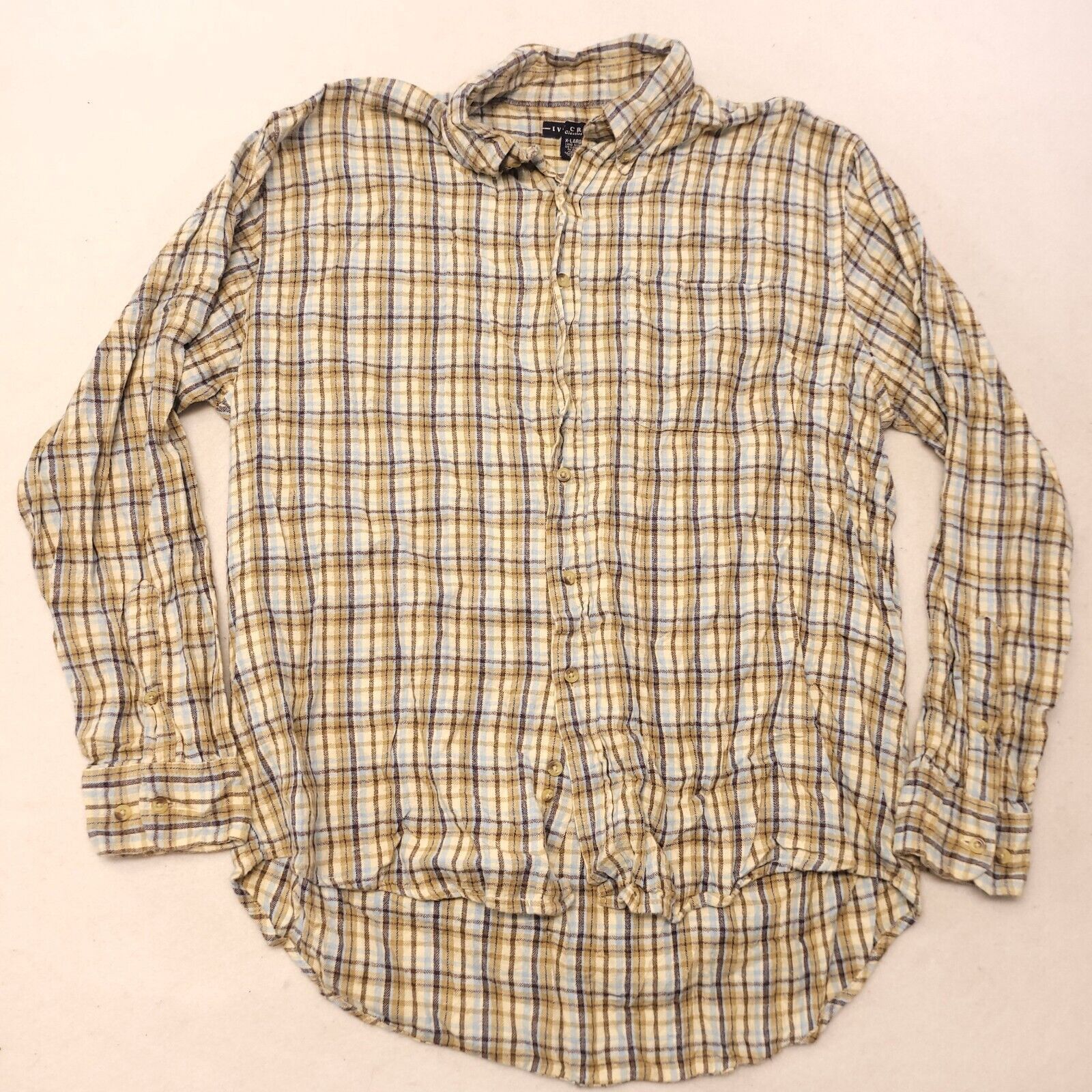 Ivy Crew Ivy Crew Tartan Flannel Shirt Mens Size XL White Brown Blue Size US XL / EU 56 / 4 - 2 Thumbnail