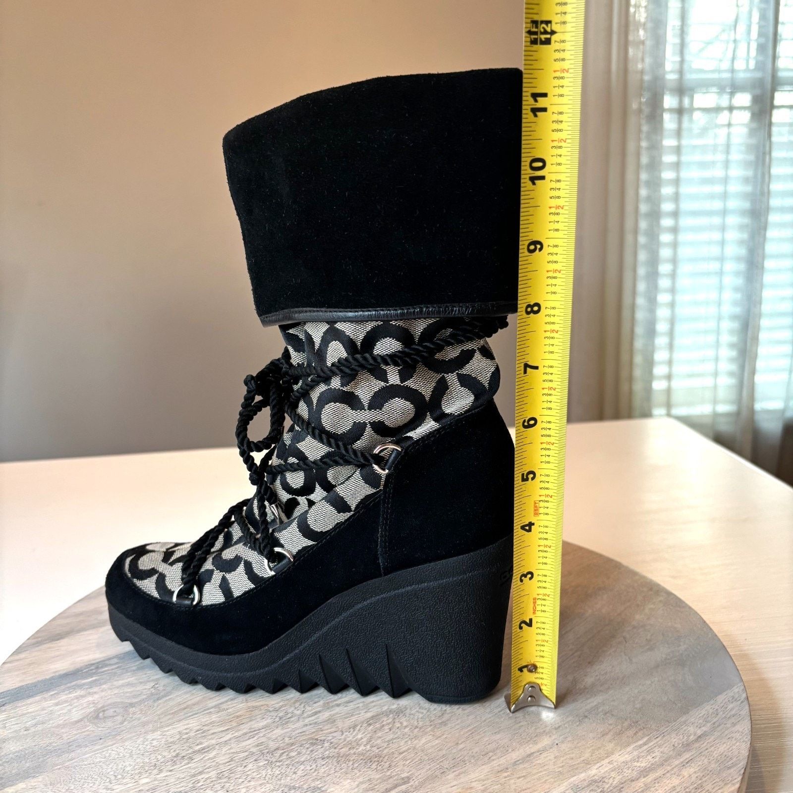 Coach Coach Signature Wedge Winter Boots Black Suede Women's 7.5 Size US 7.5 / IT 37.5 - 10 Thumbnail