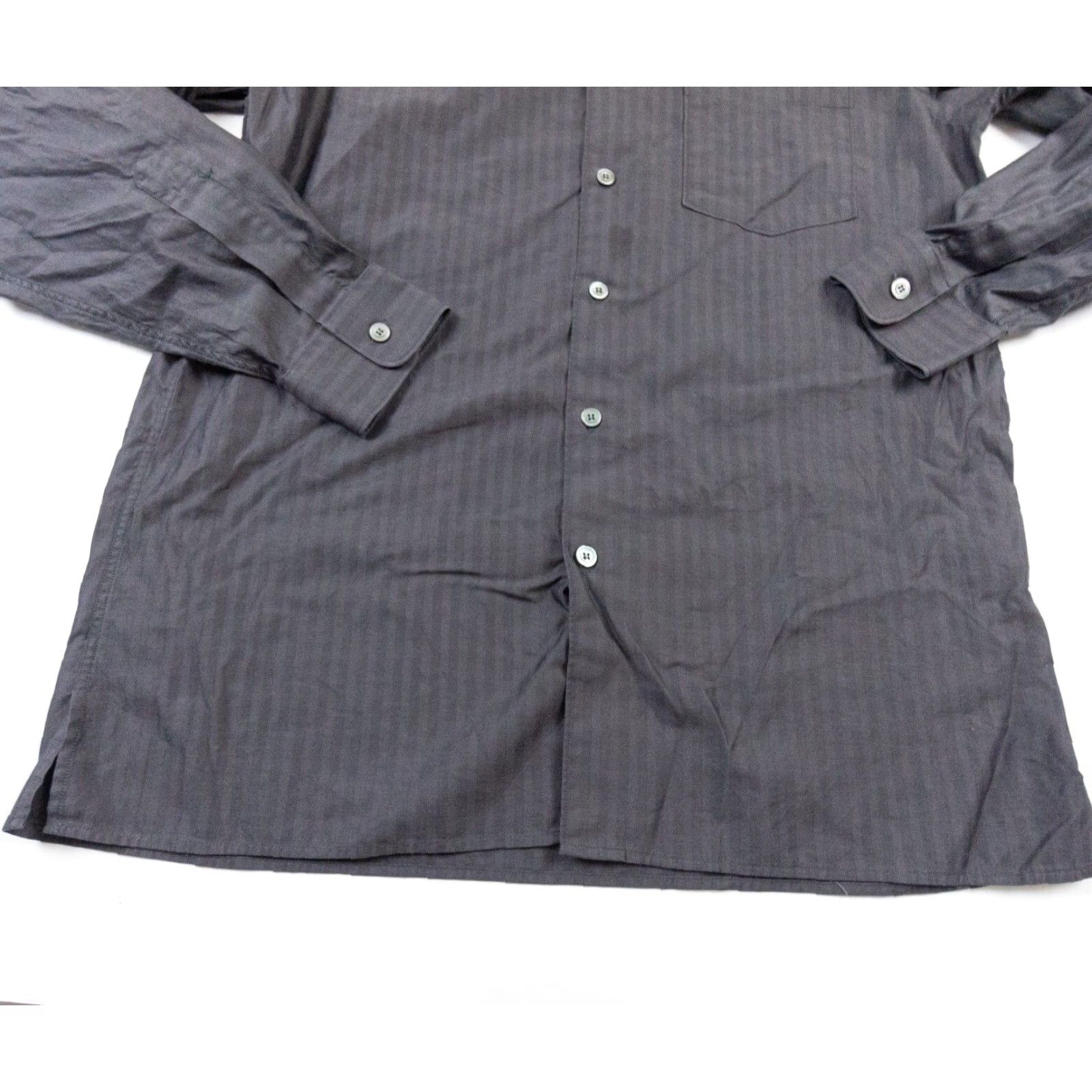 Ermenegildo Zegna Ermenegildo Zegna Button-Down Shirt Mens Large Gray Long Sleeve Preppy Size US L / EU 52-54 / 3 - 3 Thumbnail