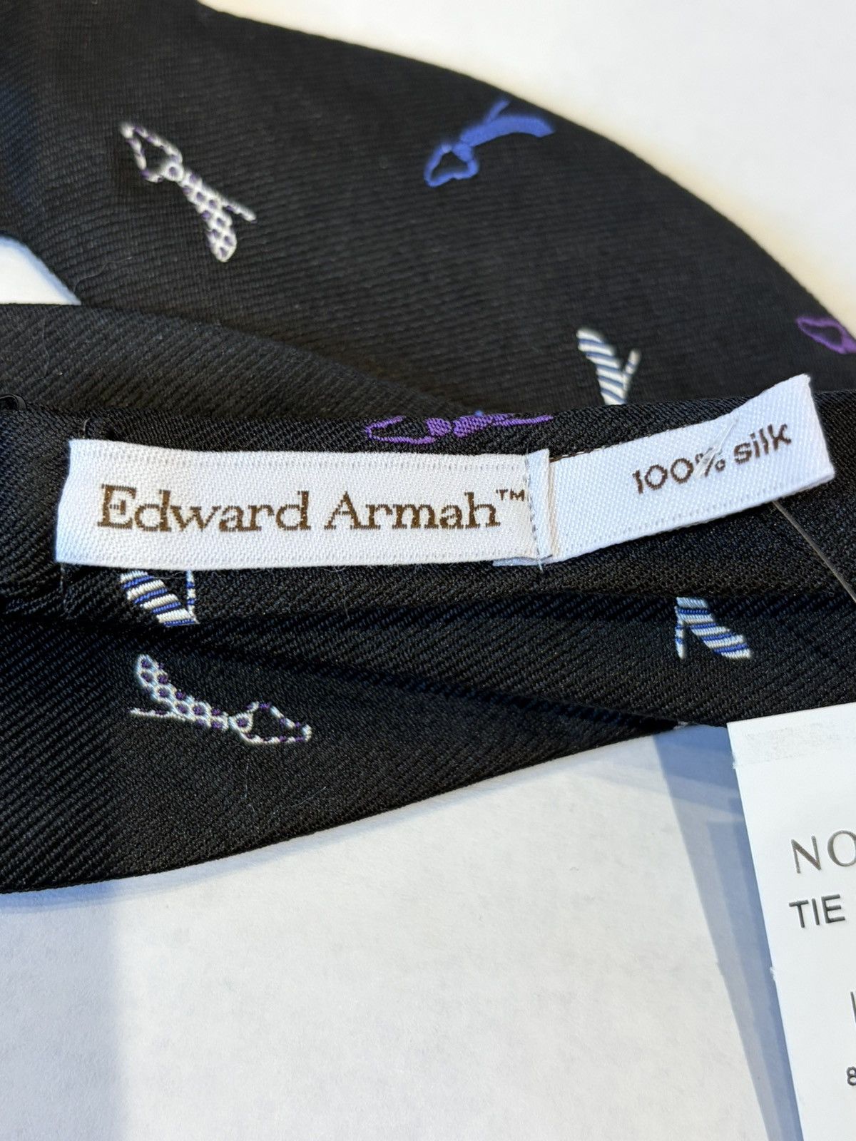 Other New Edward Armah Silk Dark Patterned Blue Bow Tie Size ONE SIZE - 5 Thumbnail