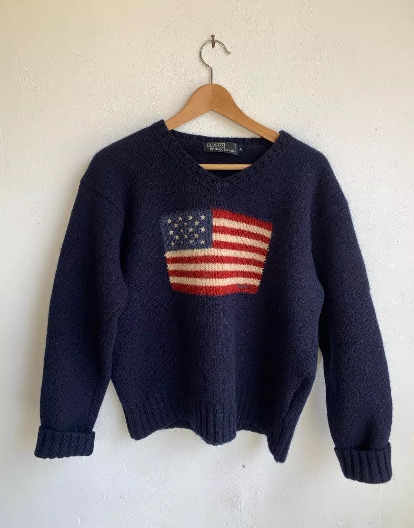 Vintage polo American flag hot sweater