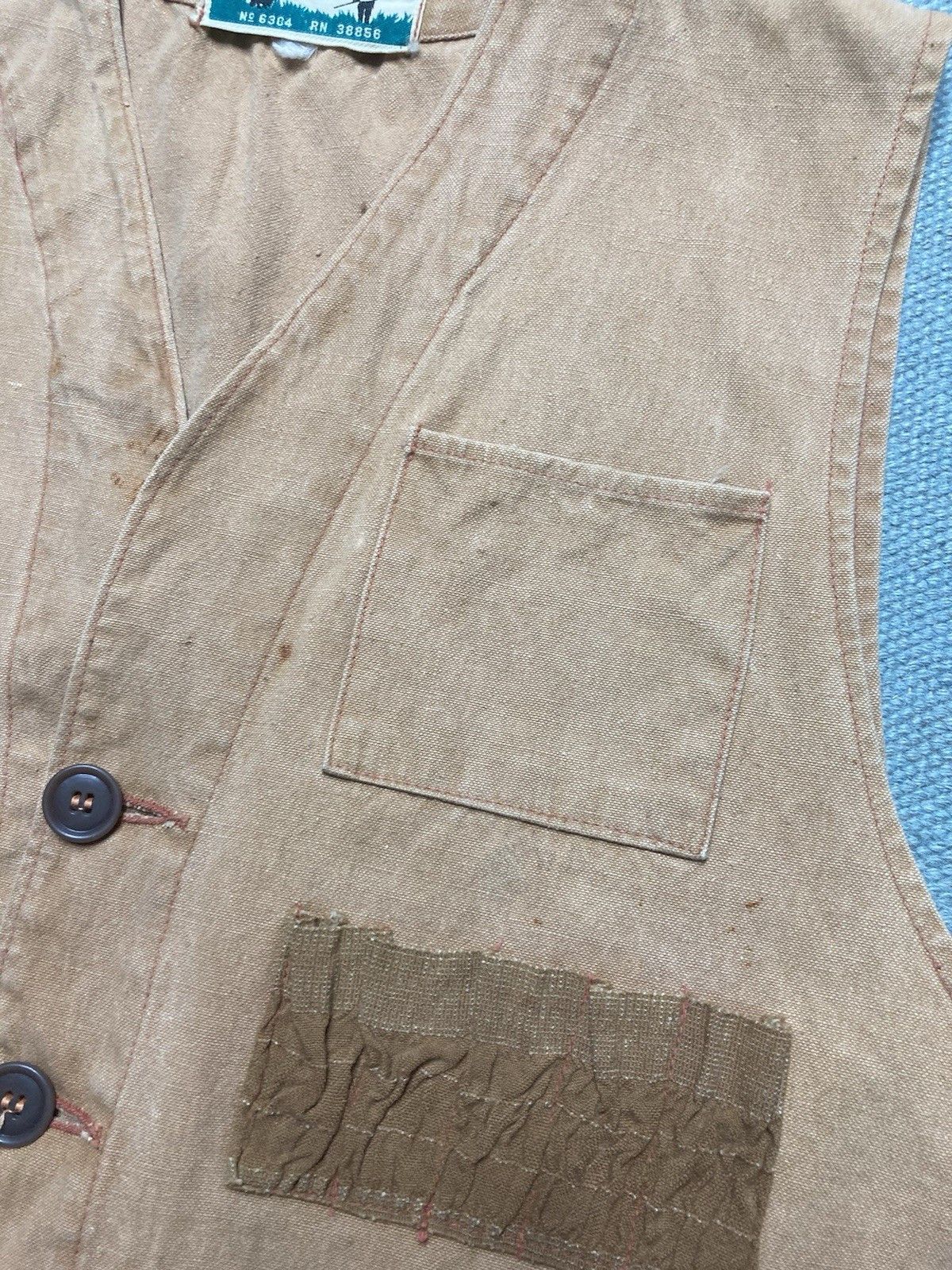 Vintage 60s canvas hunting vest shooting cotton butto boxy cropped L Size US L / EU 52-54 / 3 - 4 Thumbnail