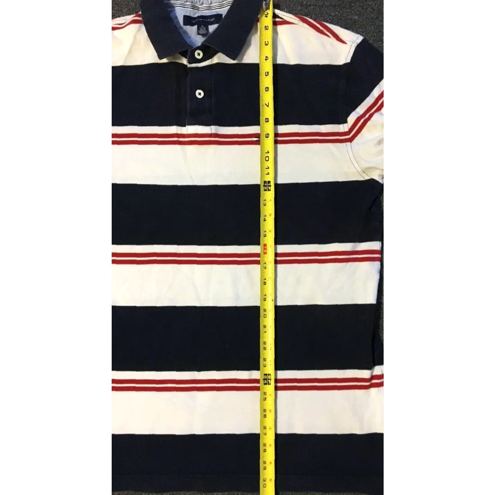Tommy Hilfiger VINTAGE Tommy Hilfiger Striped Polo Shirt XL White/Blue/Red Men Short Sleeve USA 90s Nautical Polo Shirt Mens Size US XL / EU 56 / 4 - 8 Thumbnail
