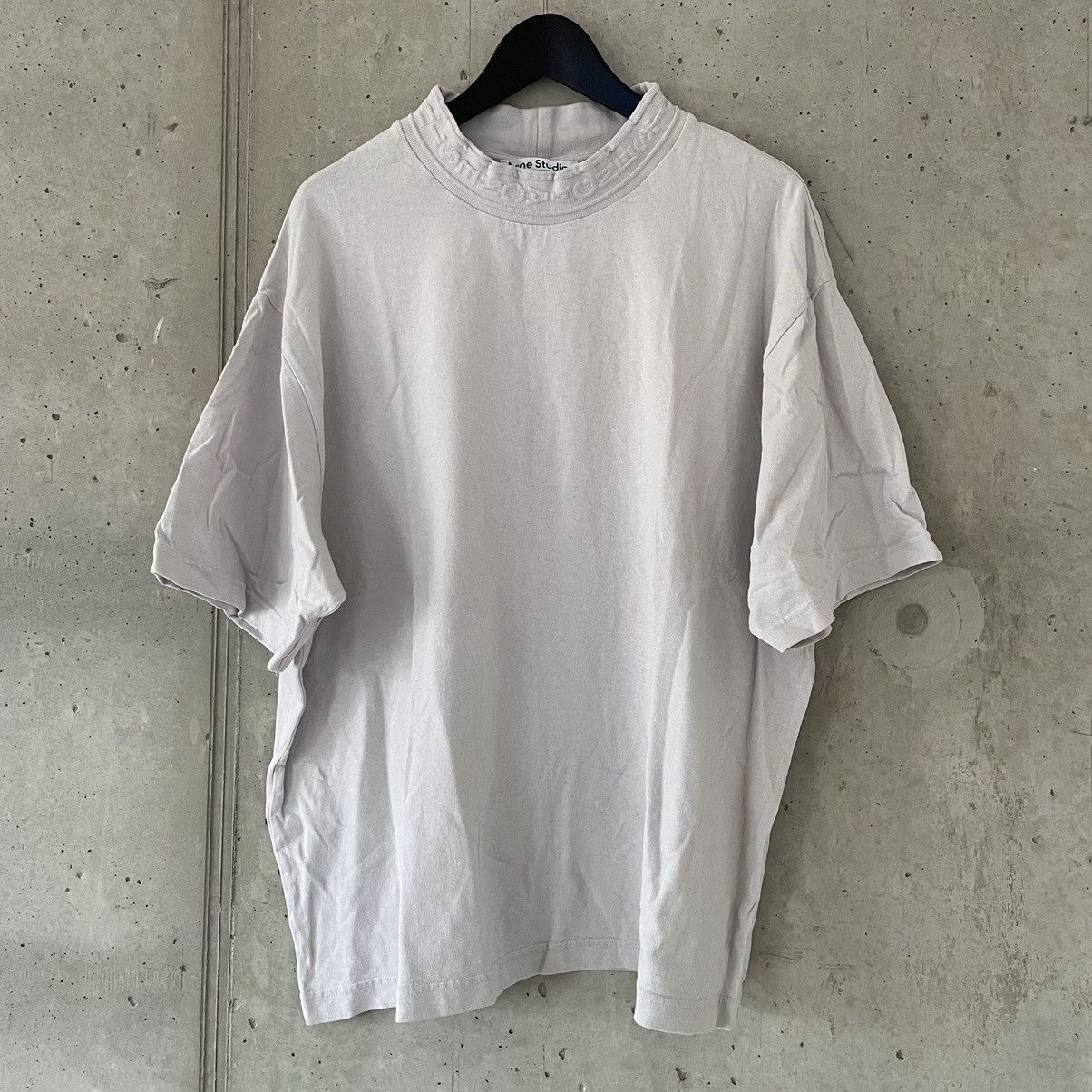 image of Acne Studios Crew Neck Logo Tape T-Shirt in Pale Purple, Men's (Size Large)