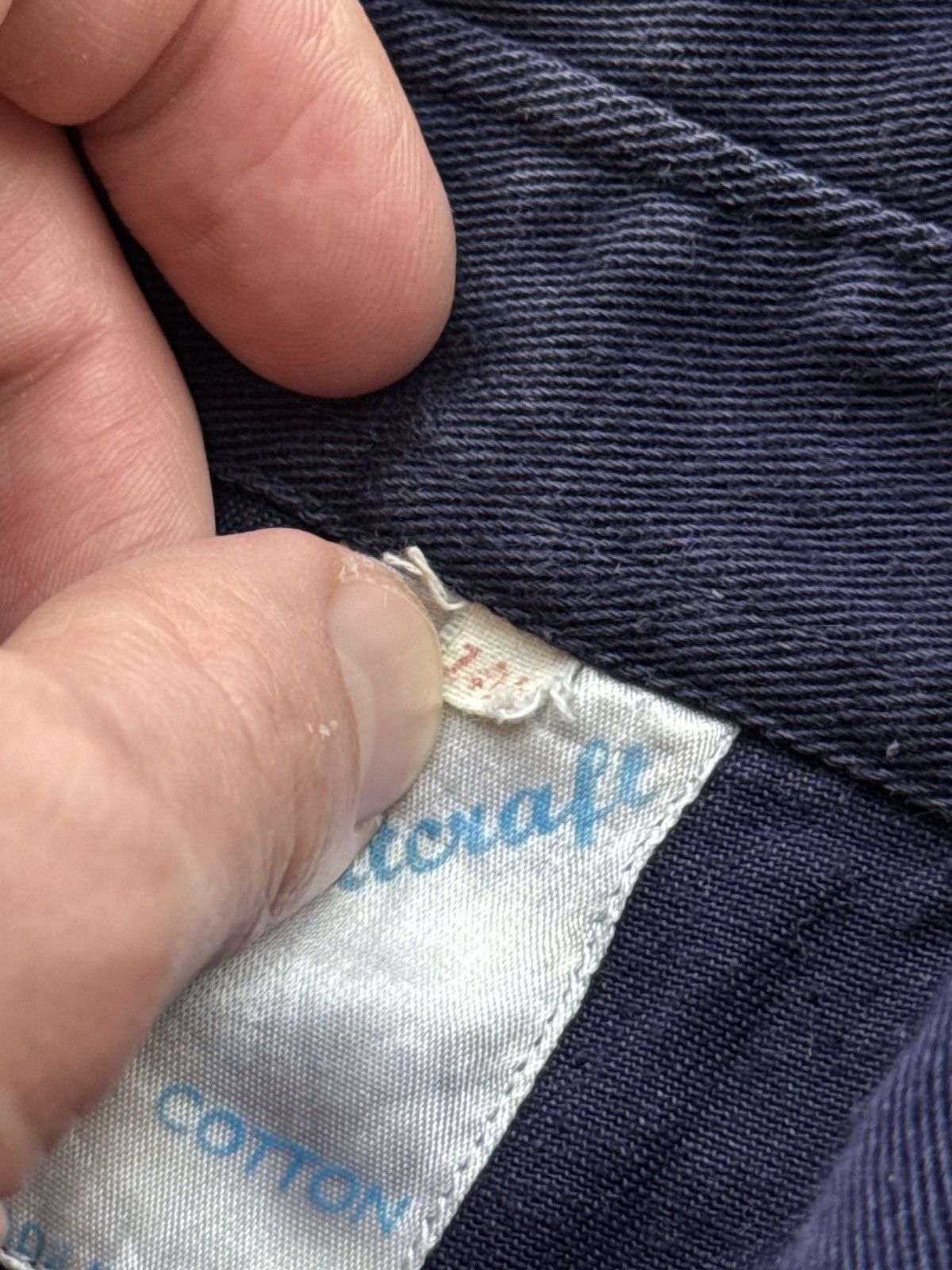 Vintage Soft Dark Blue Work Shirt by Scottcraft Washed Cotton Twill Size US L / EU 52-54 / 3 - 8 Thumbnail