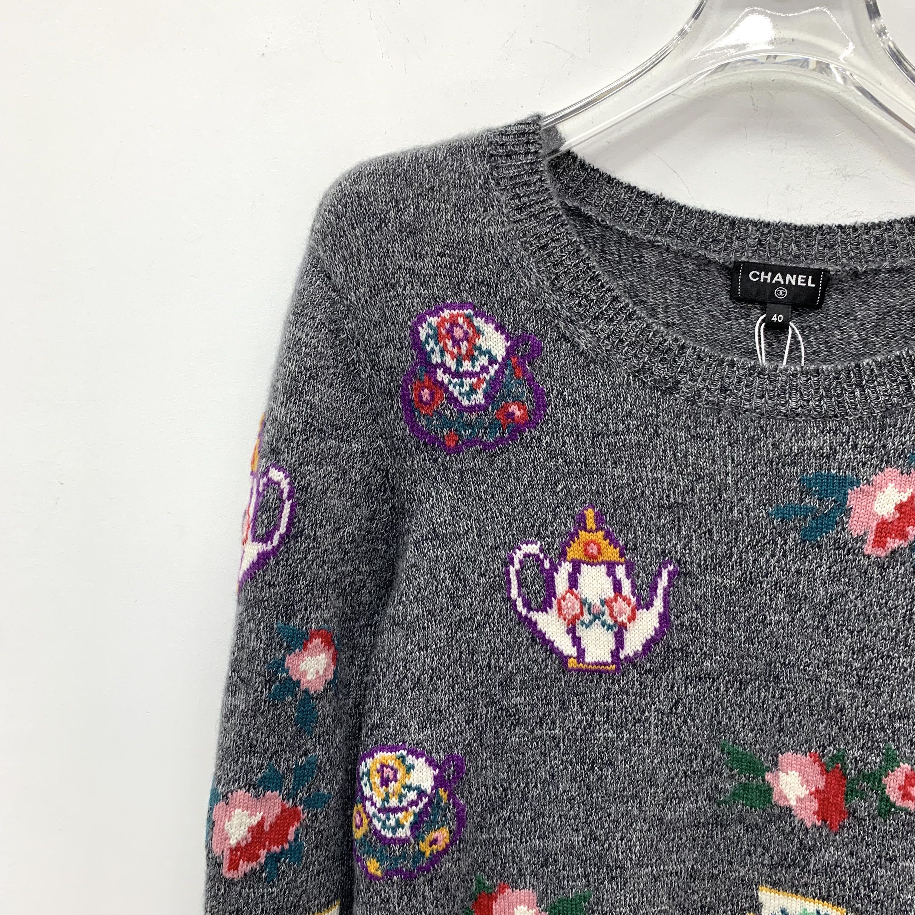 Chanel Chanel Cashmere Knit Sweater Dark Grey (40) Size S / US 4 / IT 40 - 3 Thumbnail