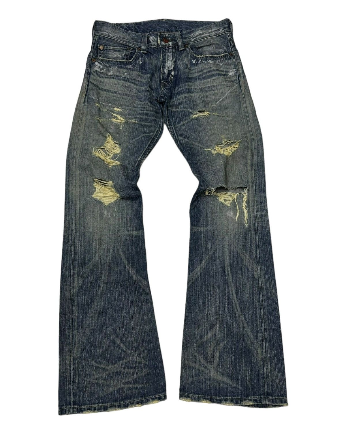 14th Addiction FLARED🔥VINTAGE EDWIN 503 FLARE DISTRESSED DENIM JEANS Size US 32 / EU 48 - 9 Thumbnail