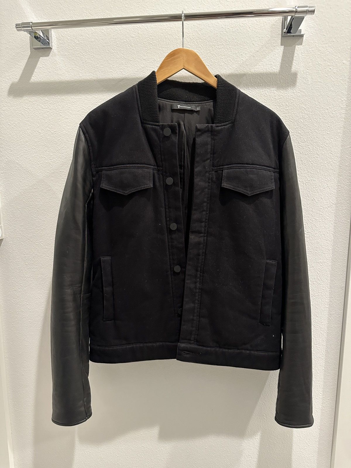 T by Alexander Wang T by Alexander Wang Trucker Jacket with Leather Sleeves Size US S / EU 44-46 / 1 - 1 Thumbnail