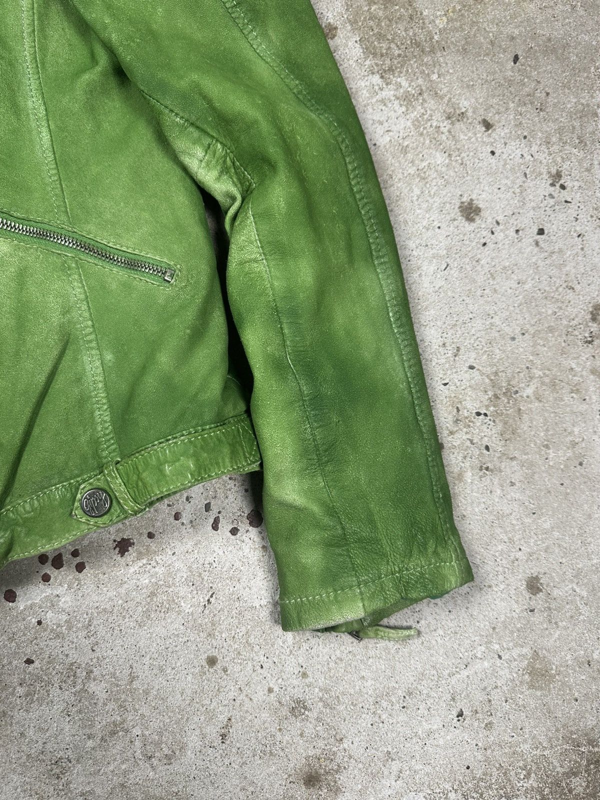 Genuine Leather × Vintage Vintage Y2K Green Leather Moto Biker Style Jacket Size US S / EU 44-46 / 1 - 4 Thumbnail