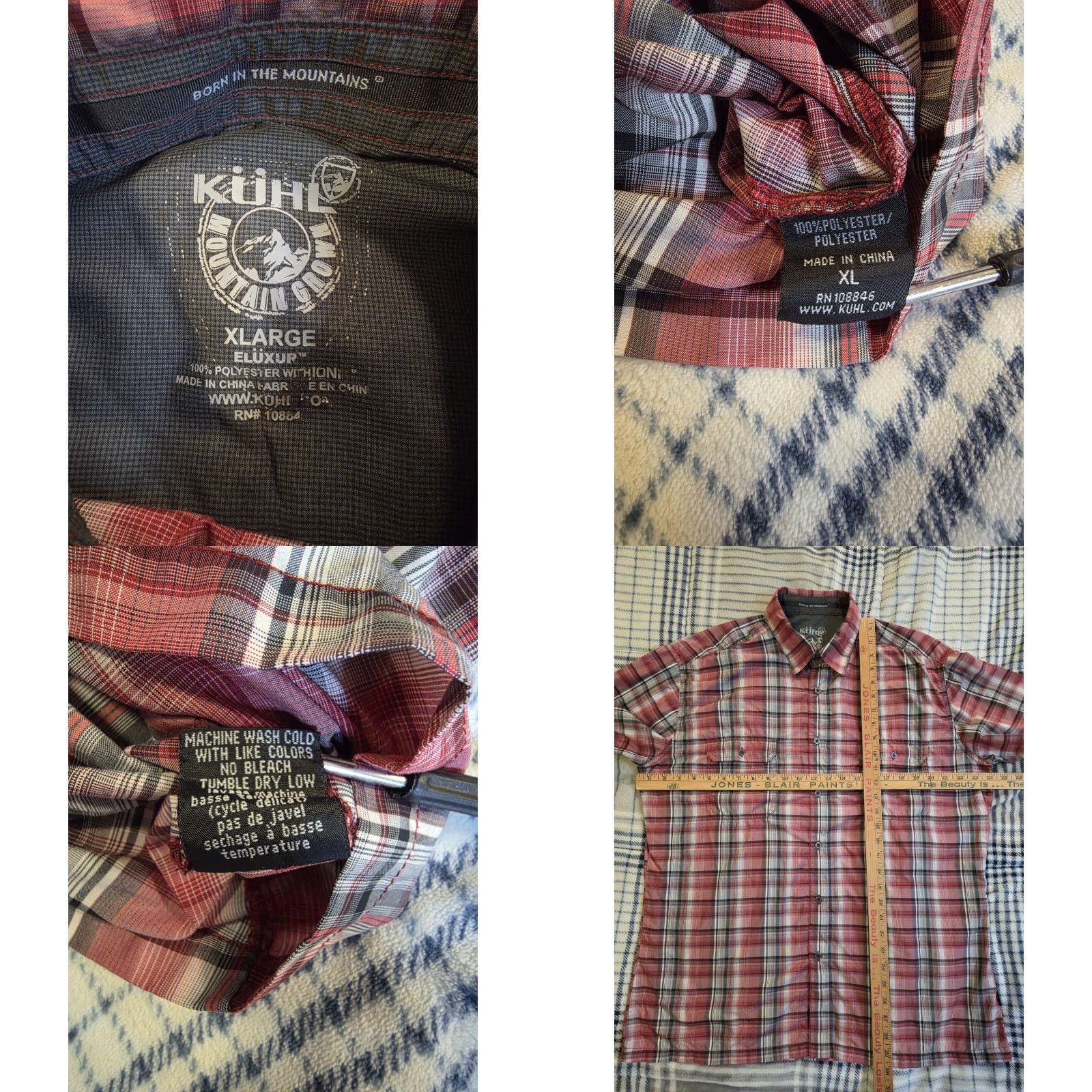 Vintage Kuhl Eluxur Short Sleeve Button Up Shirt Red Plaid Outdoors Hiking Men's XL Shirt Size US XL / EU 56 / 4 - 8 Thumbnail