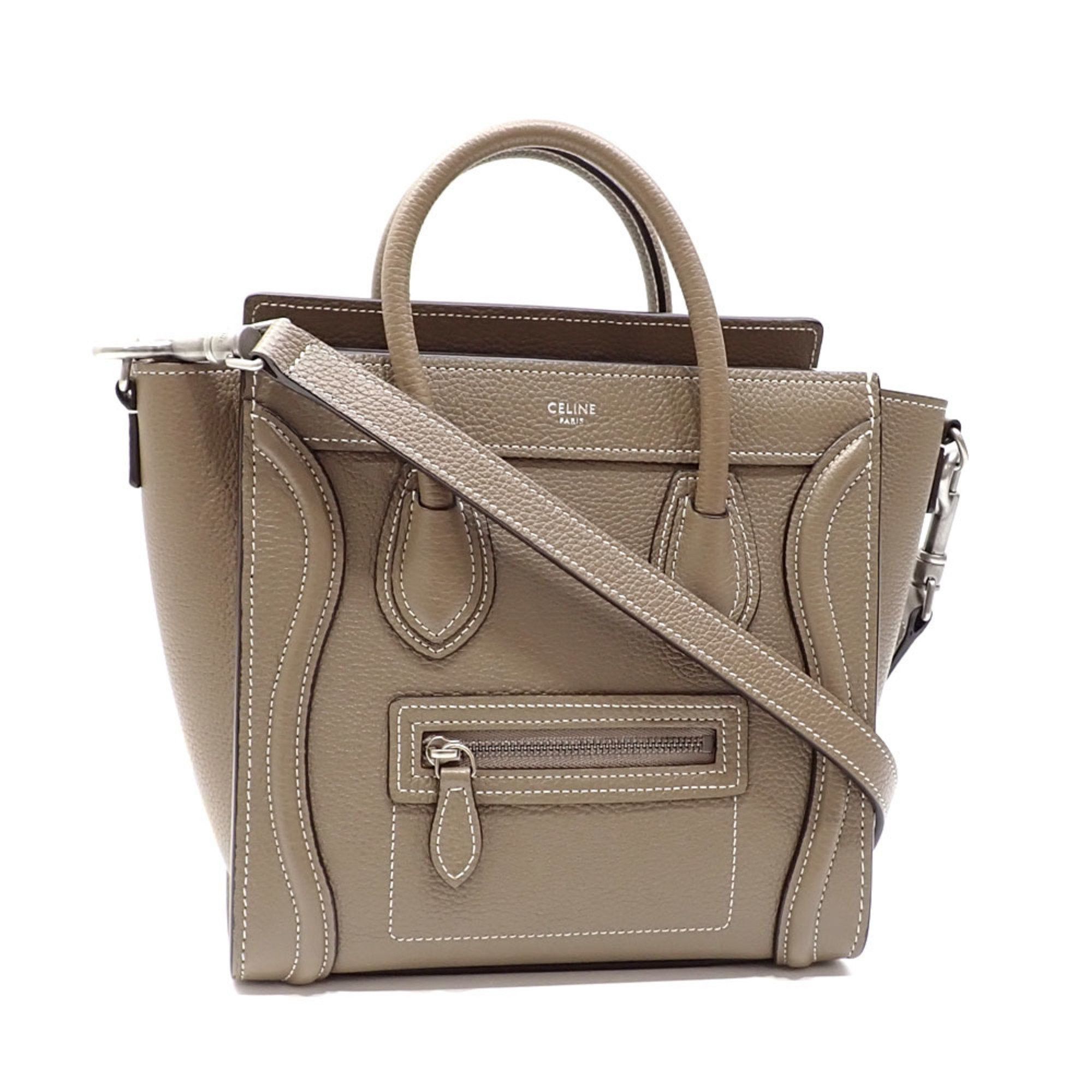image of Celine Luggage Nano Handbag For Women, Slim, Drummed Calfskin, 189243Dru.09So, Shoulder, A6047082, 