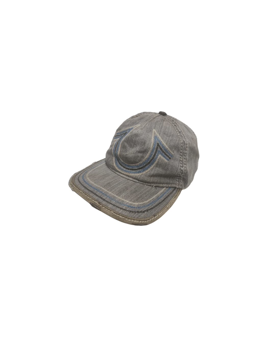 True Religion TRUE RELIGION RARE DESIGN DISTRESSED GRAY DENIM CAP Size ONE SIZE - 1 Thumbnail