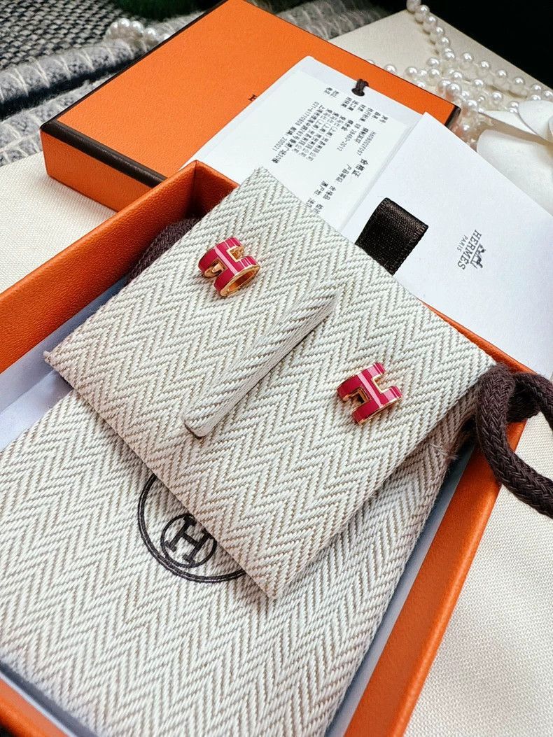 Hermes Hermes Mini Pop Earrings in Raspberry Pink-2506 Size ONE SIZE - 5 Thumbnail