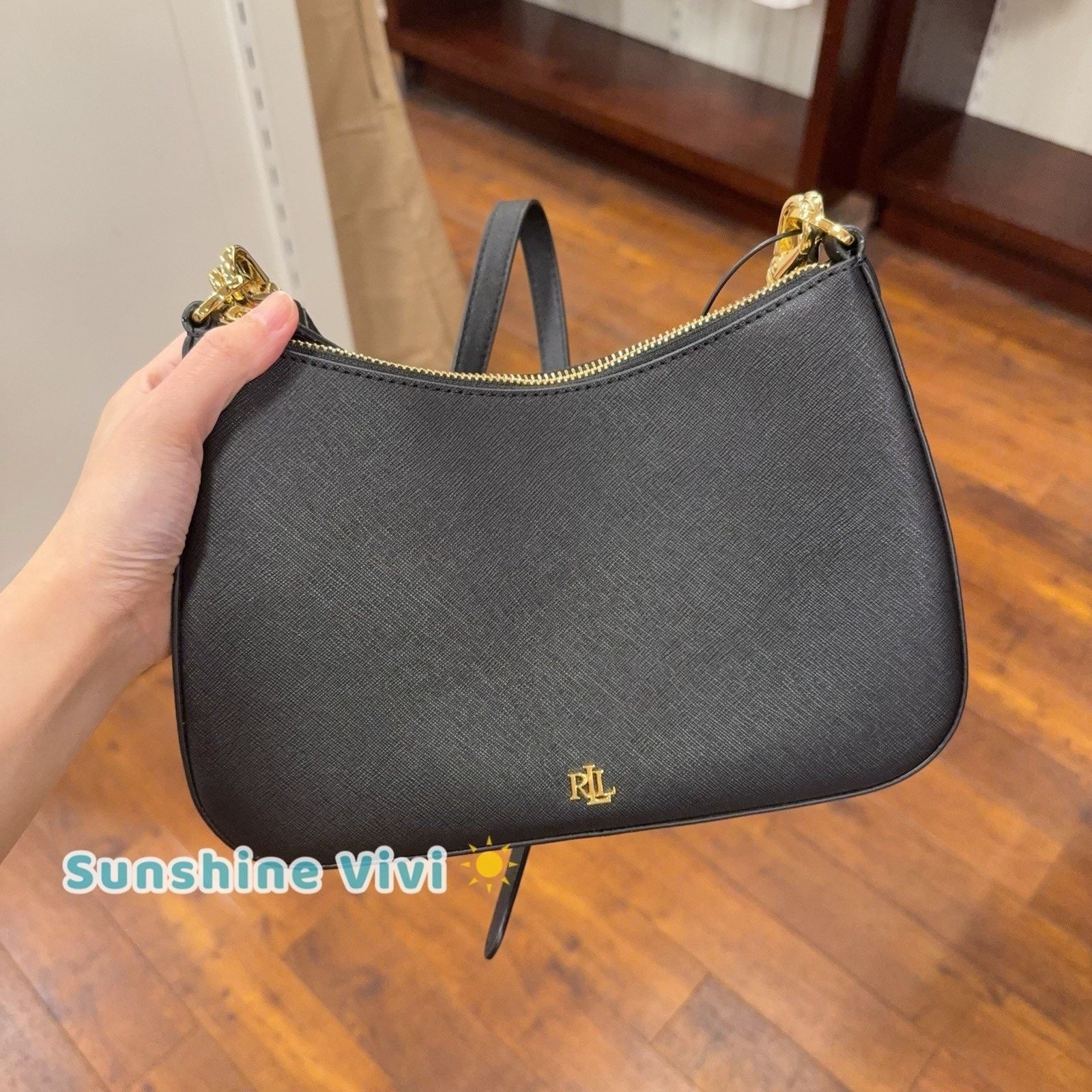 Lauren Ralph Lauren NWT Ralph Lauren Crosshatch Leather Medium Danni Bag Black Size ONE SIZE - 1 Thumbnail