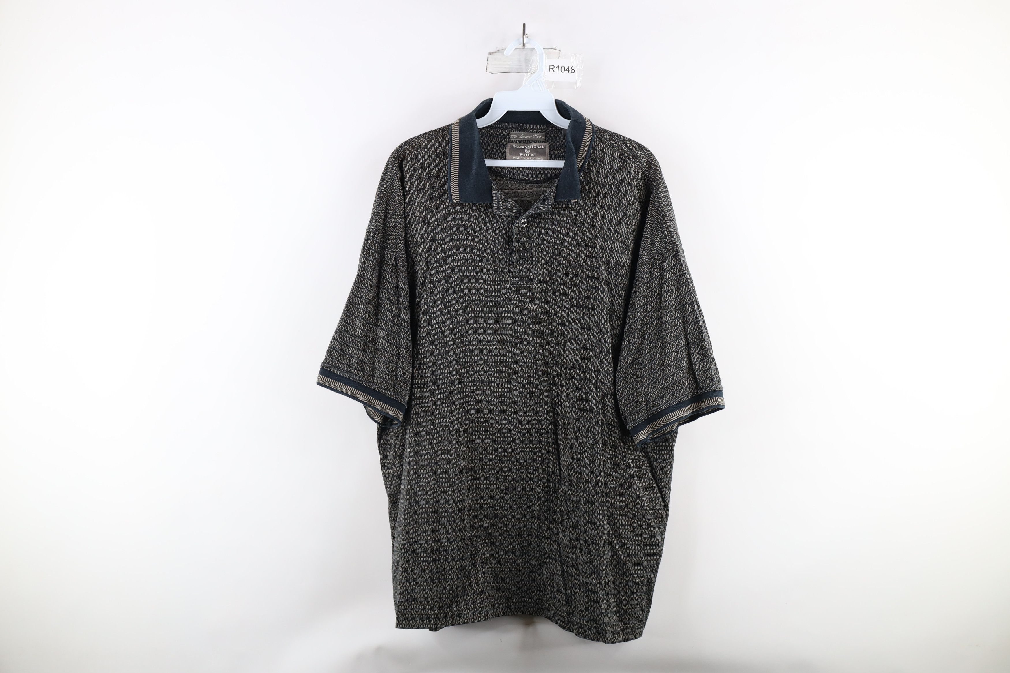 Vintage Vintage 90s Streetwear Geometric Knit Collared Golf Polo Size US XL / EU 56 / 4 - 1 Thumbnail