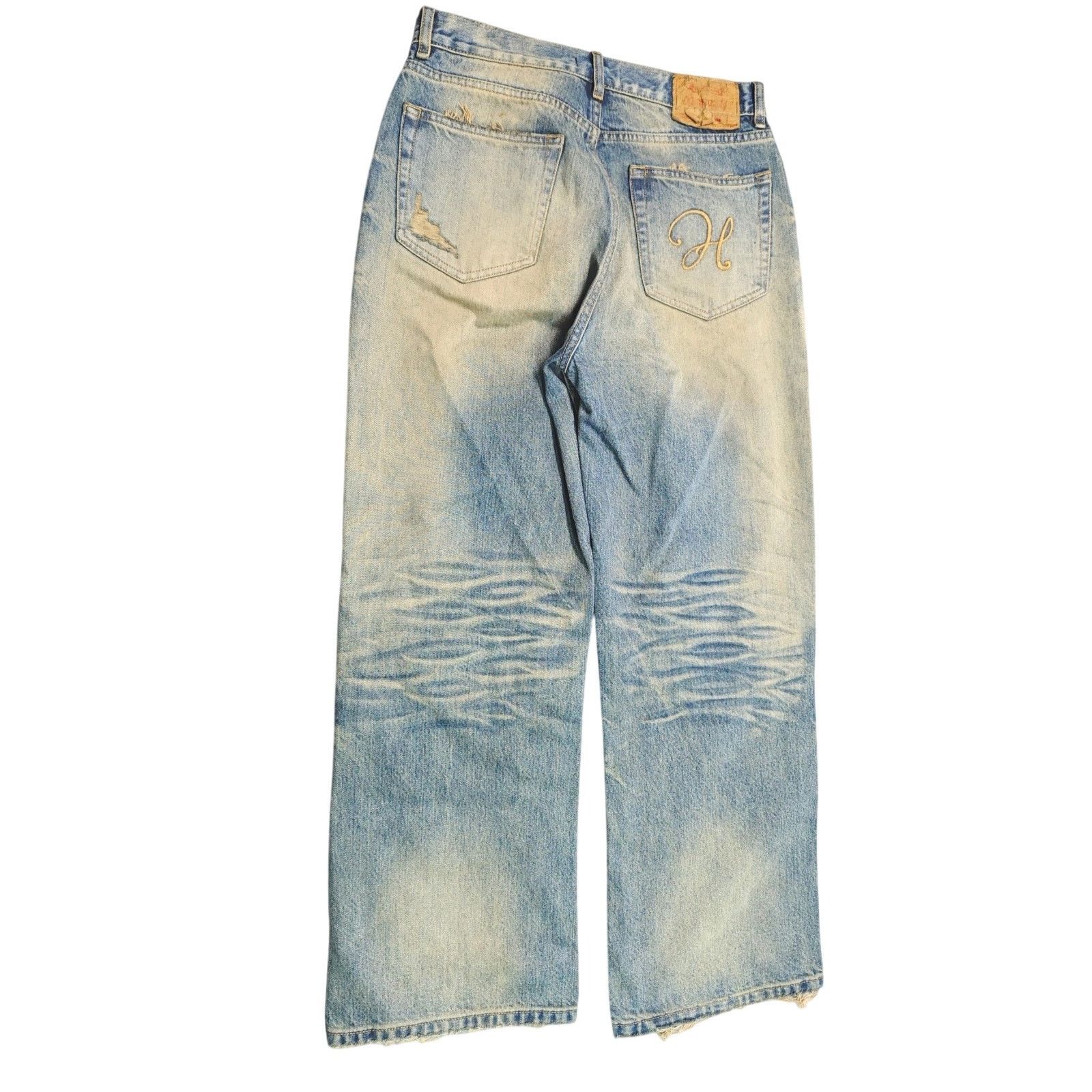 If Six Was Nine × Japanese Brand × Vintage Vintage Faded Wash Distressed Wideleg Baggy Denim Jeans Blue Size US 31 - 3 Thumbnail