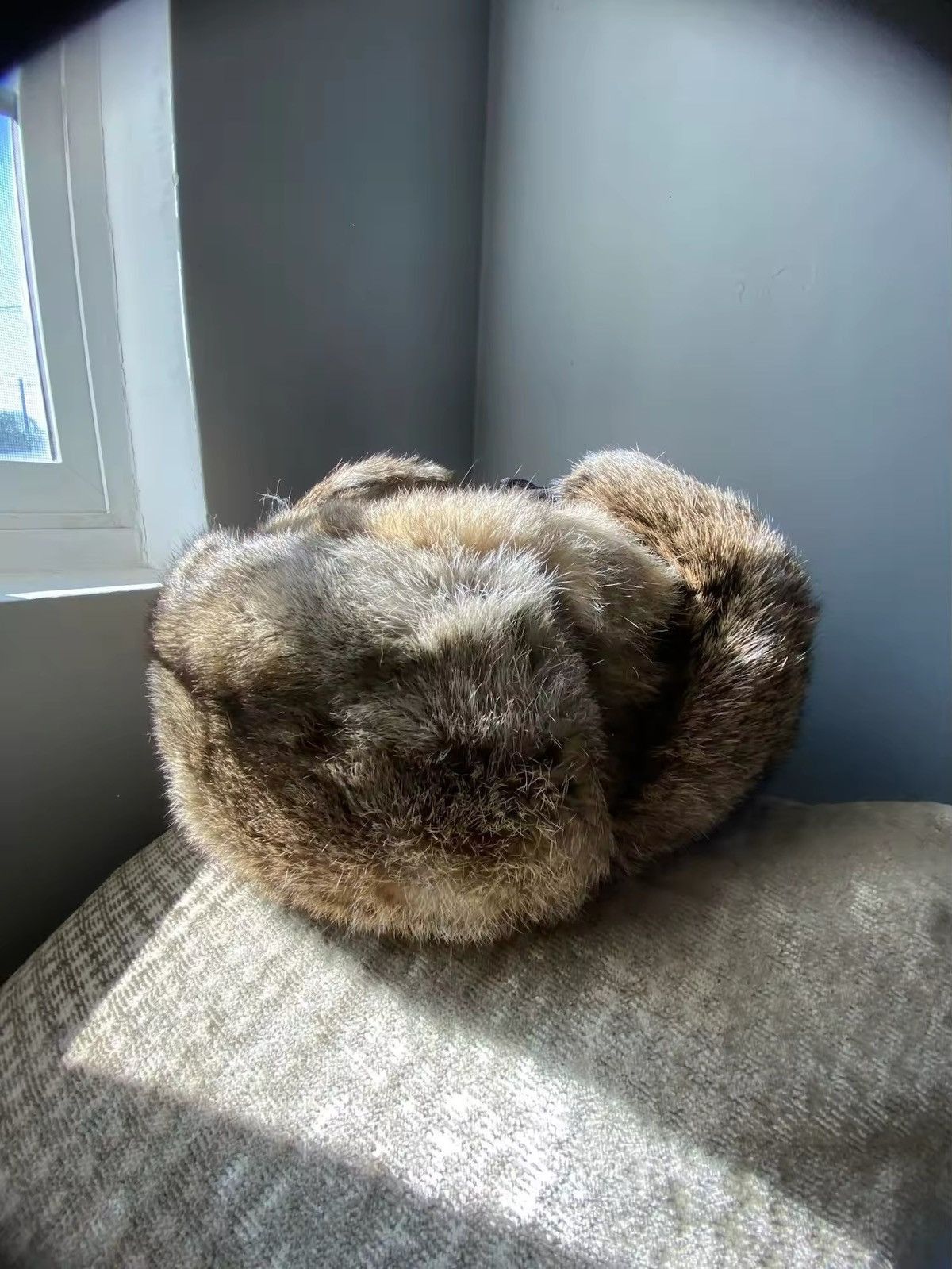 Japanese Brand Size M Warm Natural Rabbit Fur Bomber Hat With Earflaps Size ONE SIZE - 2 Thumbnail