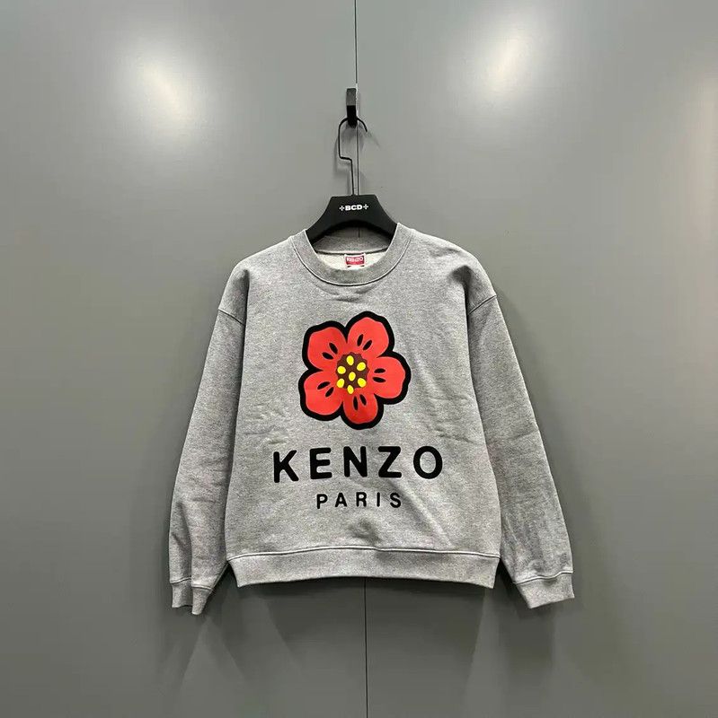 Kenzo KENZO Gray Cotton Logo Long Sleeve Sweatshirt 0089 Size S / US 4 / IT 40 - 1 Thumbnail