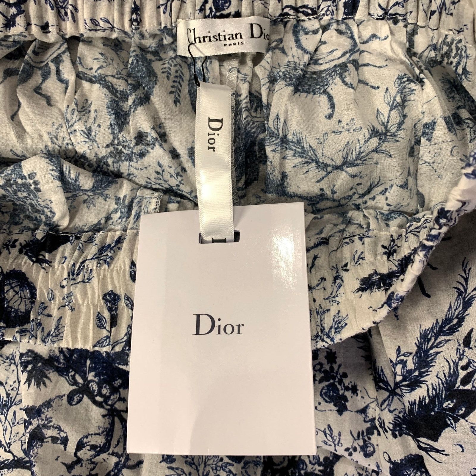 Dior DIOR Size L White Navy Cotton Relaxed Flare Pants Size US 28 / EU 44 - 5 Thumbnail