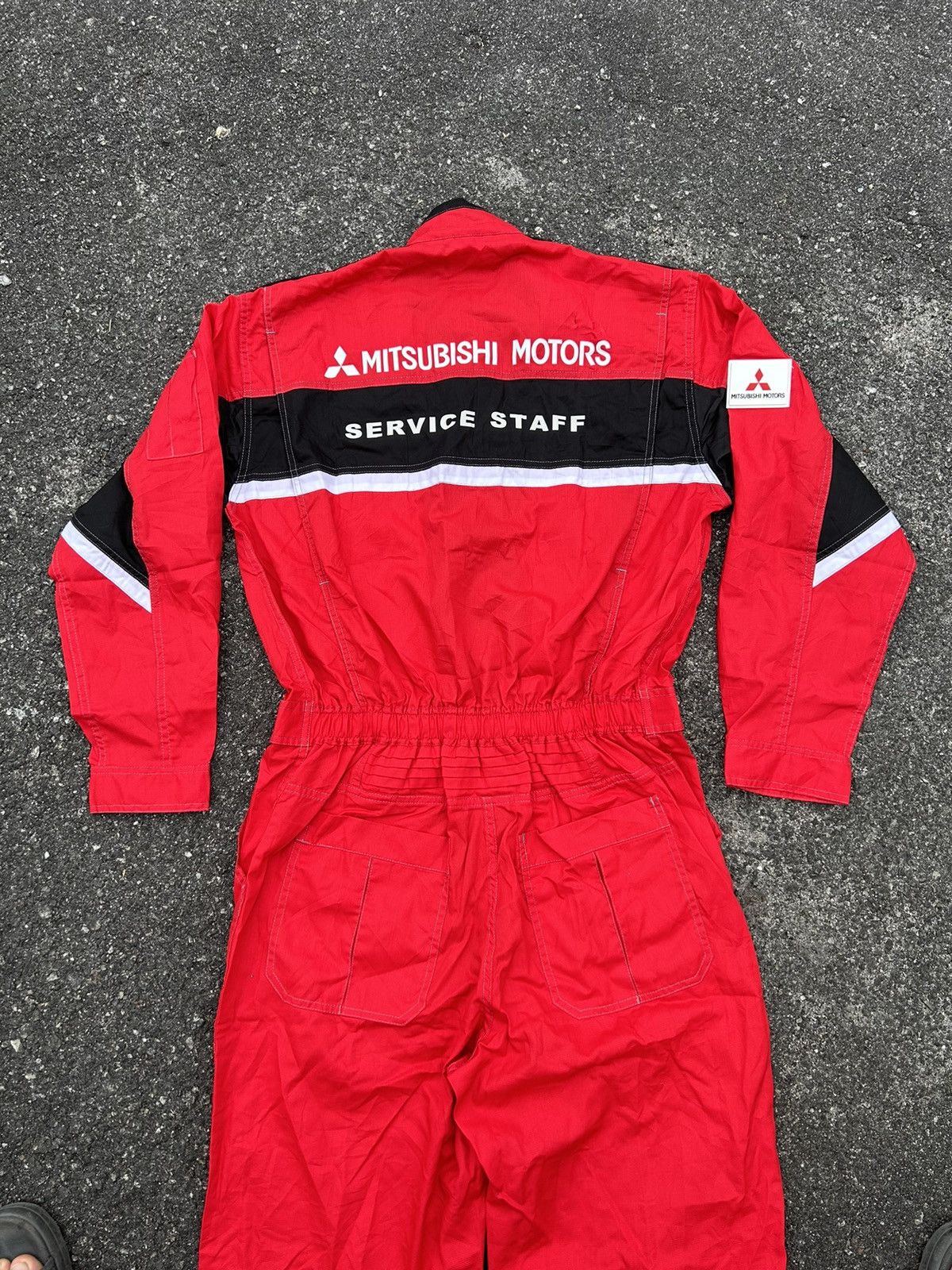 image of Vintage Mitsubishi Motors Coveral Work in Red Black, Men's (Size 35)