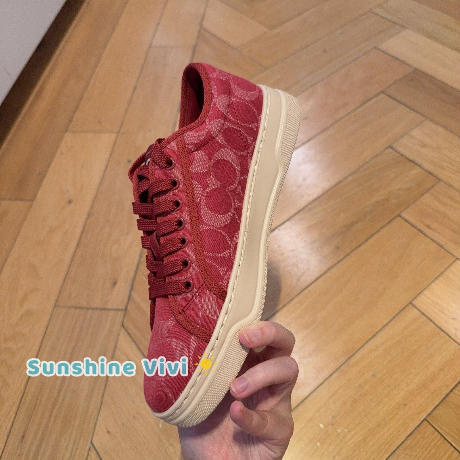 Coach NEW Coach Woman Canvas Sneaker In Signature Denim Red CDE35 Size US 8 / IT 38 - 3 Thumbnail