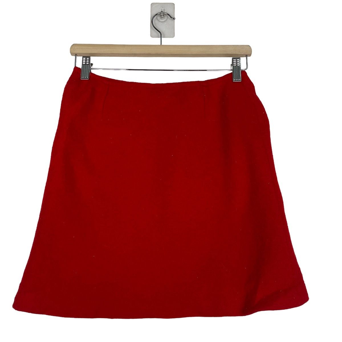 agnes b. 💥AGNES B WOOL RED MINI SKIRT Size 26" / US 2 / IT 38 - 5 Thumbnail