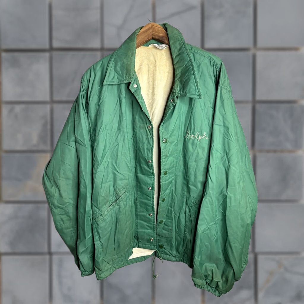 Coach VINTAGE West Wind Jacket Mens L Green Embroidered Coach Snap Button Lined 90s Size US L / EU 52-54 / 3 - 1 Thumbnail