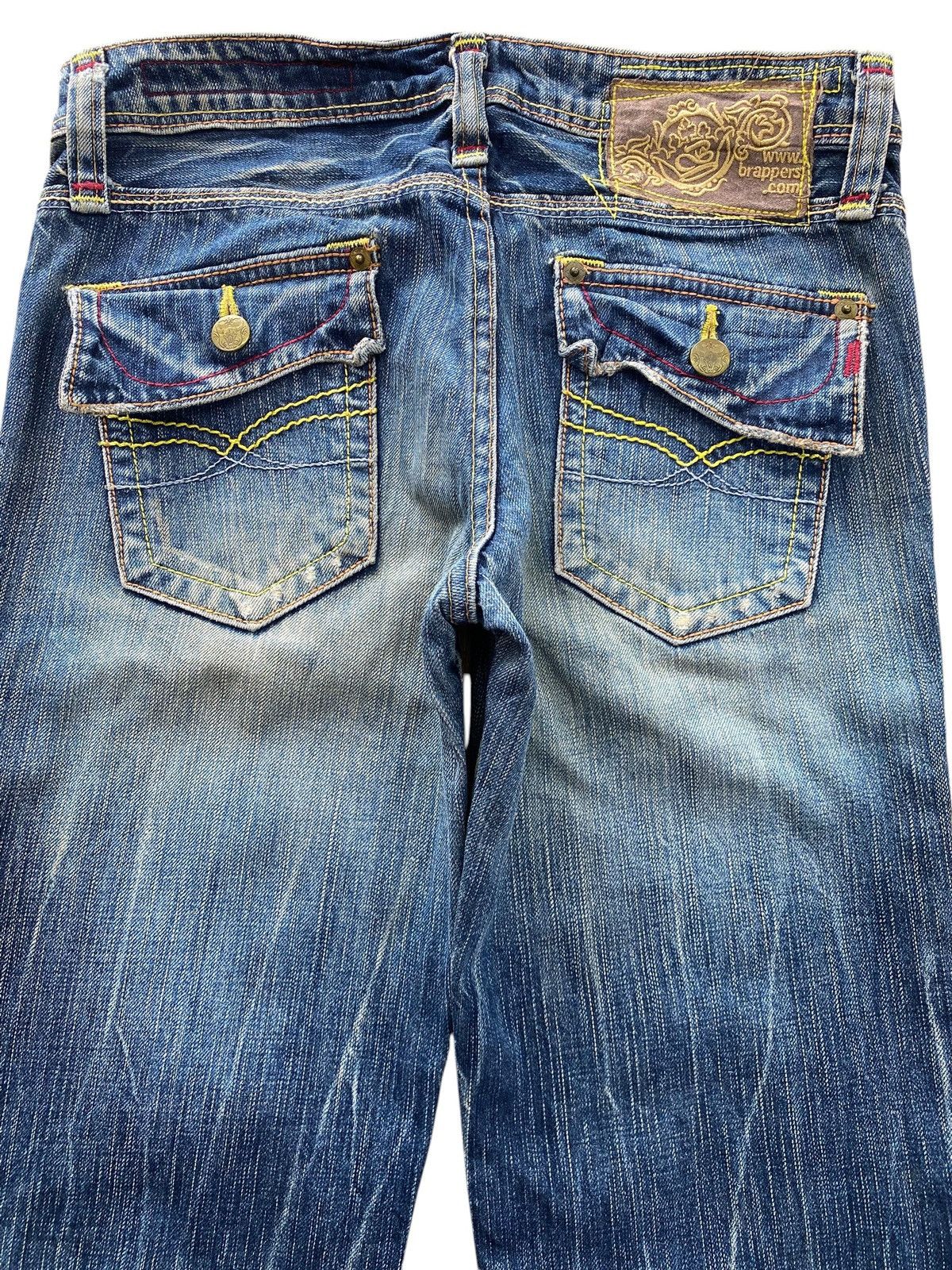 Japanese Brand Brapper Faded Wash Whiskered Style Boot Cut Jeans Size US 28 / EU 44 - 4 Thumbnail