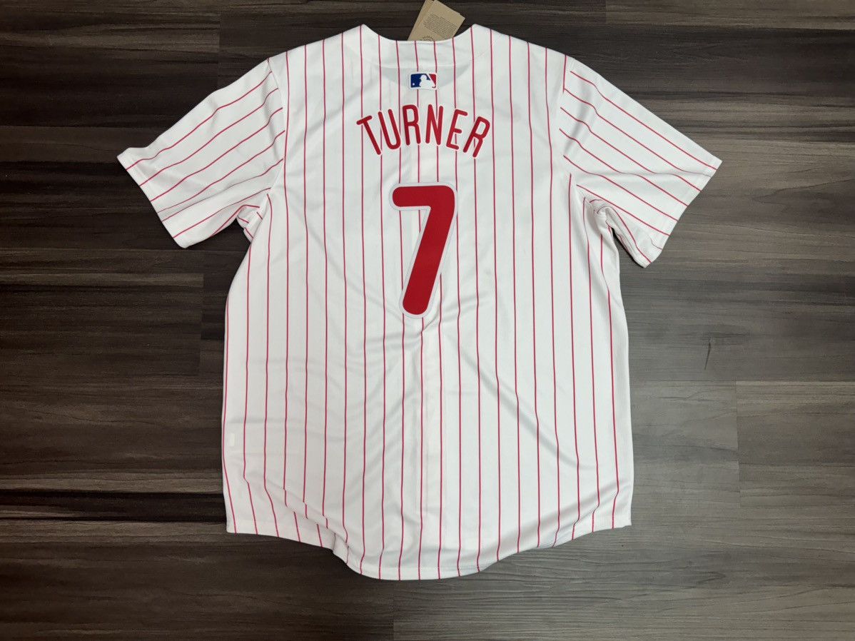 Nike Philadelphia Phillies Trea Turner #7 MLB Pinstripe Jersey Size US L / EU 52-54 / 3 - 7 Thumbnail