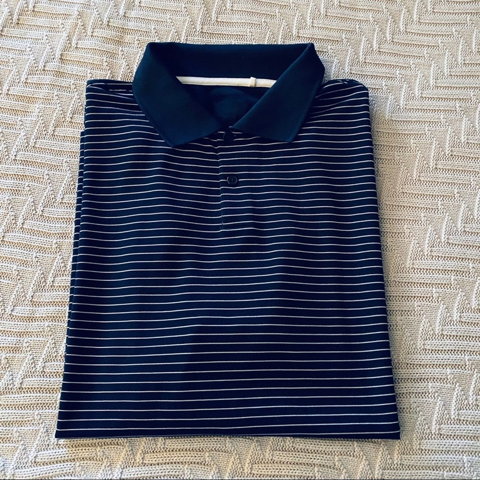Adidas Adidas navy striped short sleeve polo Size US XL / EU 56 / 4 - 1 Thumbnail