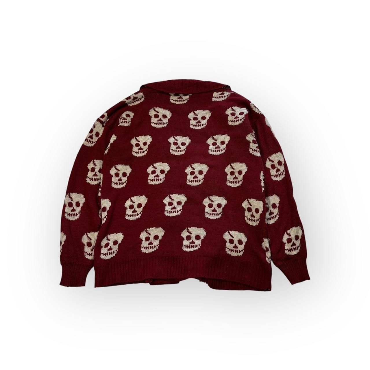 Japanese Brand Vintage Y2K Skull Print Cardigan Knit Size US L / EU 52-54 / 3 - 2 Thumbnail