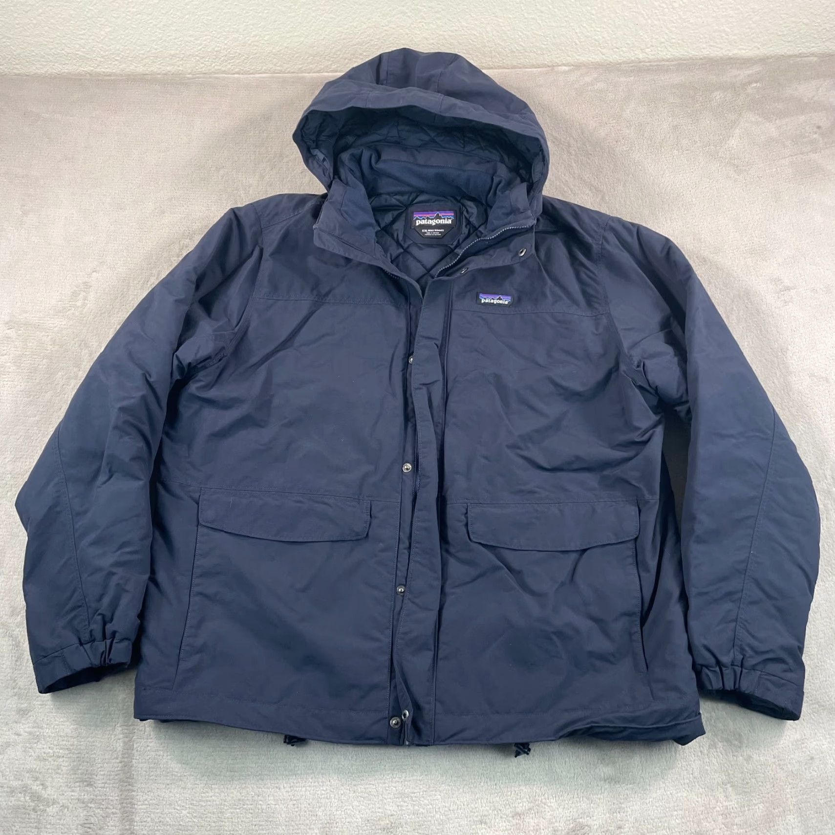 Patagonia Patagonia Isthmus Jacket Men 2XL Navy Blue Full Zip Hooded Pockets Wind-Resistant Water-Resistant Lined Polyester Insulated Hiking Outdoor Parka Size US XXL / EU 58 / 5 - 5 Thumbnail