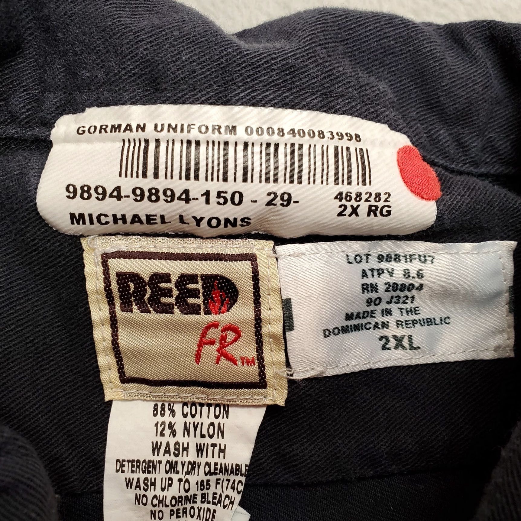Vintage Reed FR Shirt Men 2XL Navy Black Flame Fire Resistant Long Sleeve Twill Workwear Size US XXL / EU 58 / 5 - 3 Thumbnail