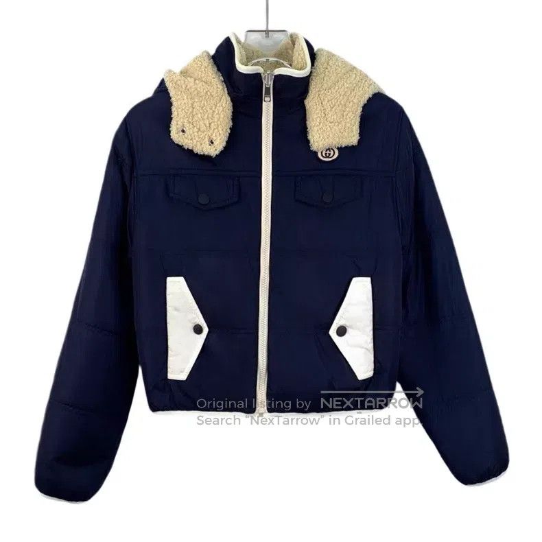Gucci Gucci Dark blue lamb wool hooded zippered cotton jacket Size US S / EU 44-46 / 1 - 1 Thumbnail