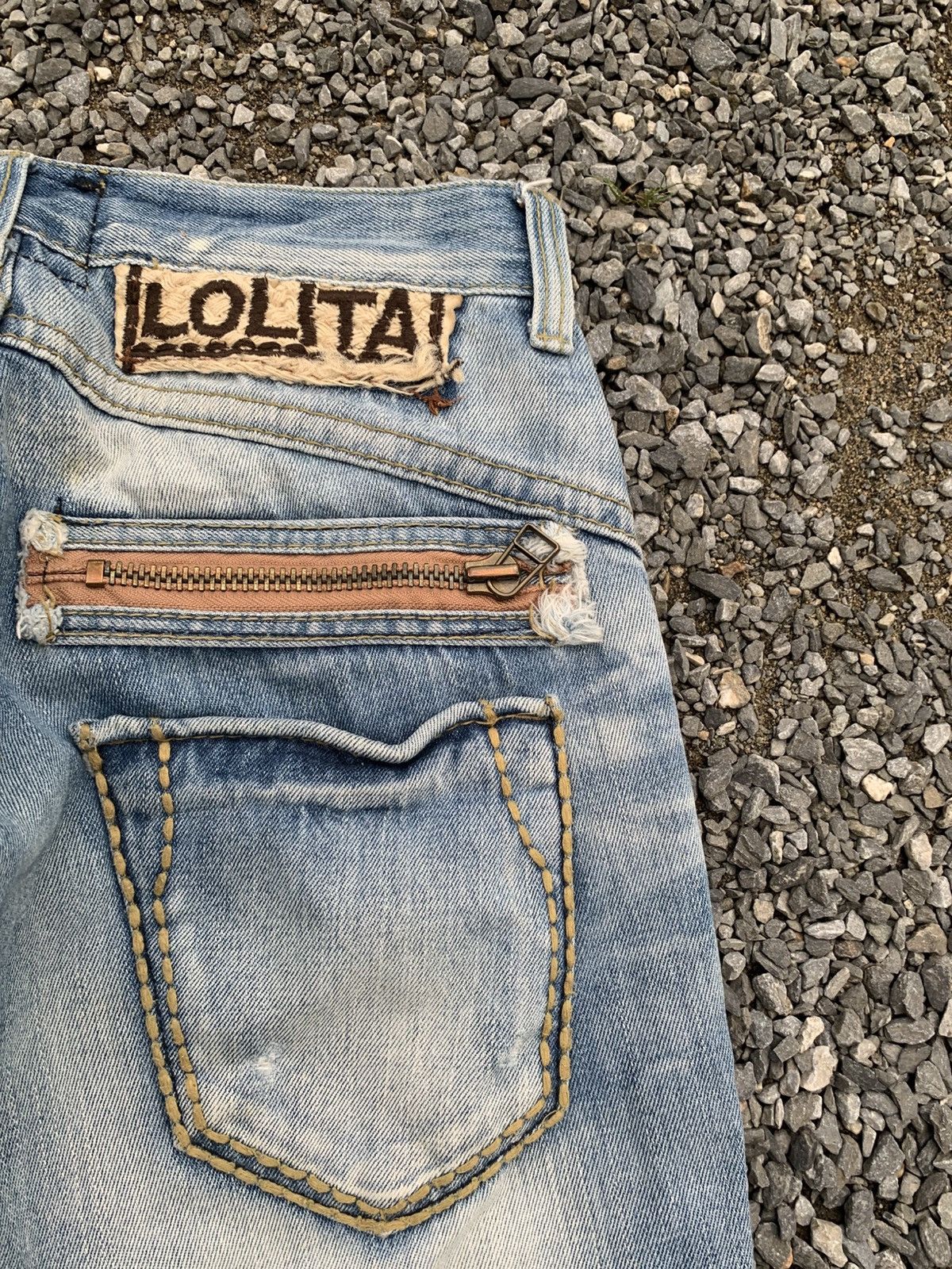 If Six Was Nine Lolita Concert Club Faded & Rusty Distressed Denim Size US 28 / EU 44 - 10 Thumbnail