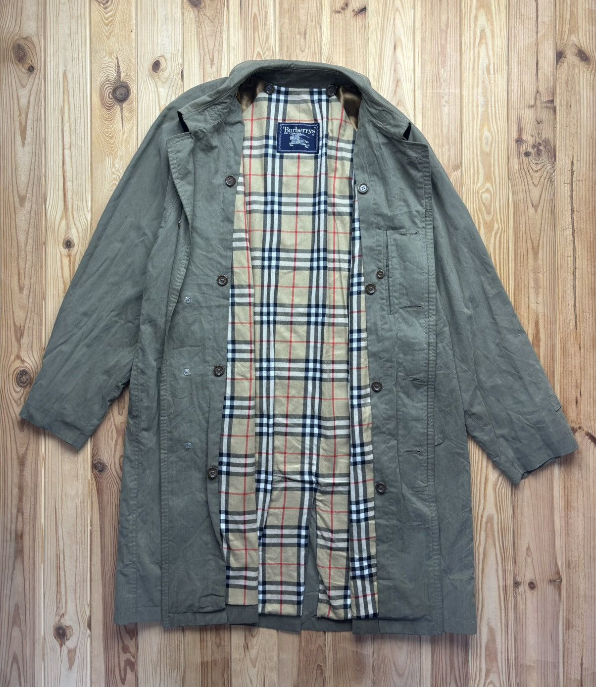 Burberry Burberrys Nova Check Vintage Trench Coat Olive Size US L / EU 52-54 / 3 - 1 Thumbnail