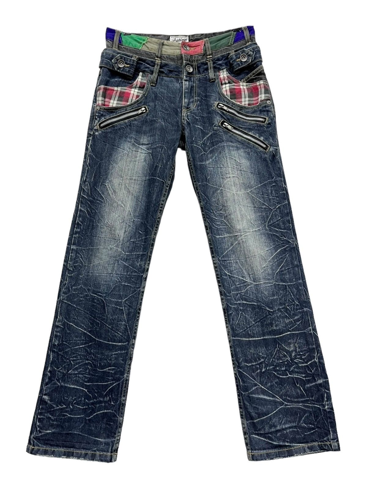 Japanese Brand 🔥PATINA Punk Tartan Double Waist Bondage Zippers Denim Size US 30 / EU 46 - 5 Thumbnail
