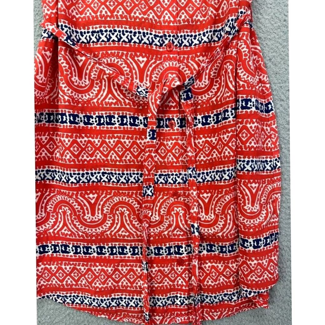 Vineyard Vines Vineyard Vines Dress Womens 2 Red Geometric Sleeveless Silk Blend Shift Ladies Size XS / US 0-2 / IT 36-38 - 5 Thumbnail