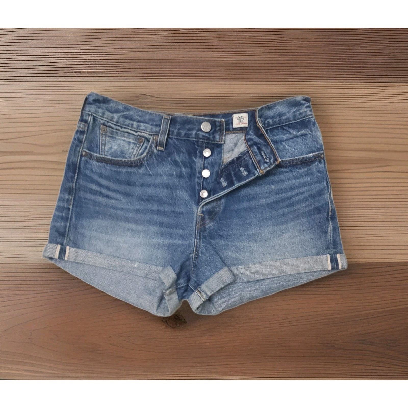 Levi's Levis Shorts White Oak Cone Denim Cuffed Button Fly Festival Size 29" - 1 Thumbnail