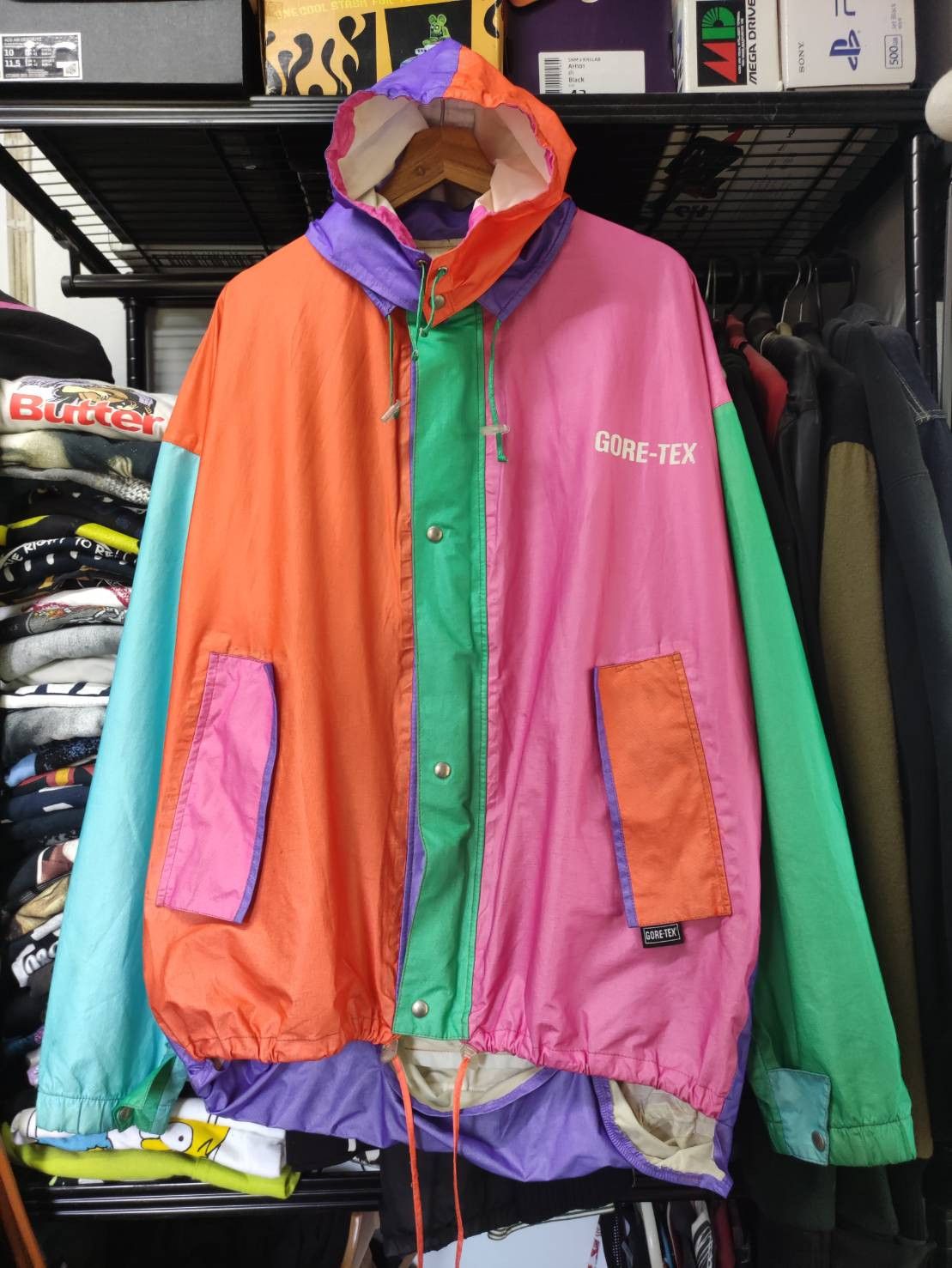 Goretex Vtg 90's Gore-Tex Multicolor Hoodie Jacket Size US XL / EU 56 / 4 - 1 Thumbnail