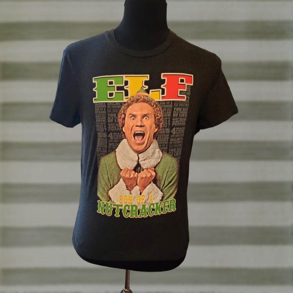 Vintage Elf The Movie Son of a Nutcracker Dark Gray Short Sleeve T Shirt M Mens Gray Cotton Polyester Crew Neck Elf 90s Theme Movie Size US M / EU 48-50 / 2 - 1 Thumbnail